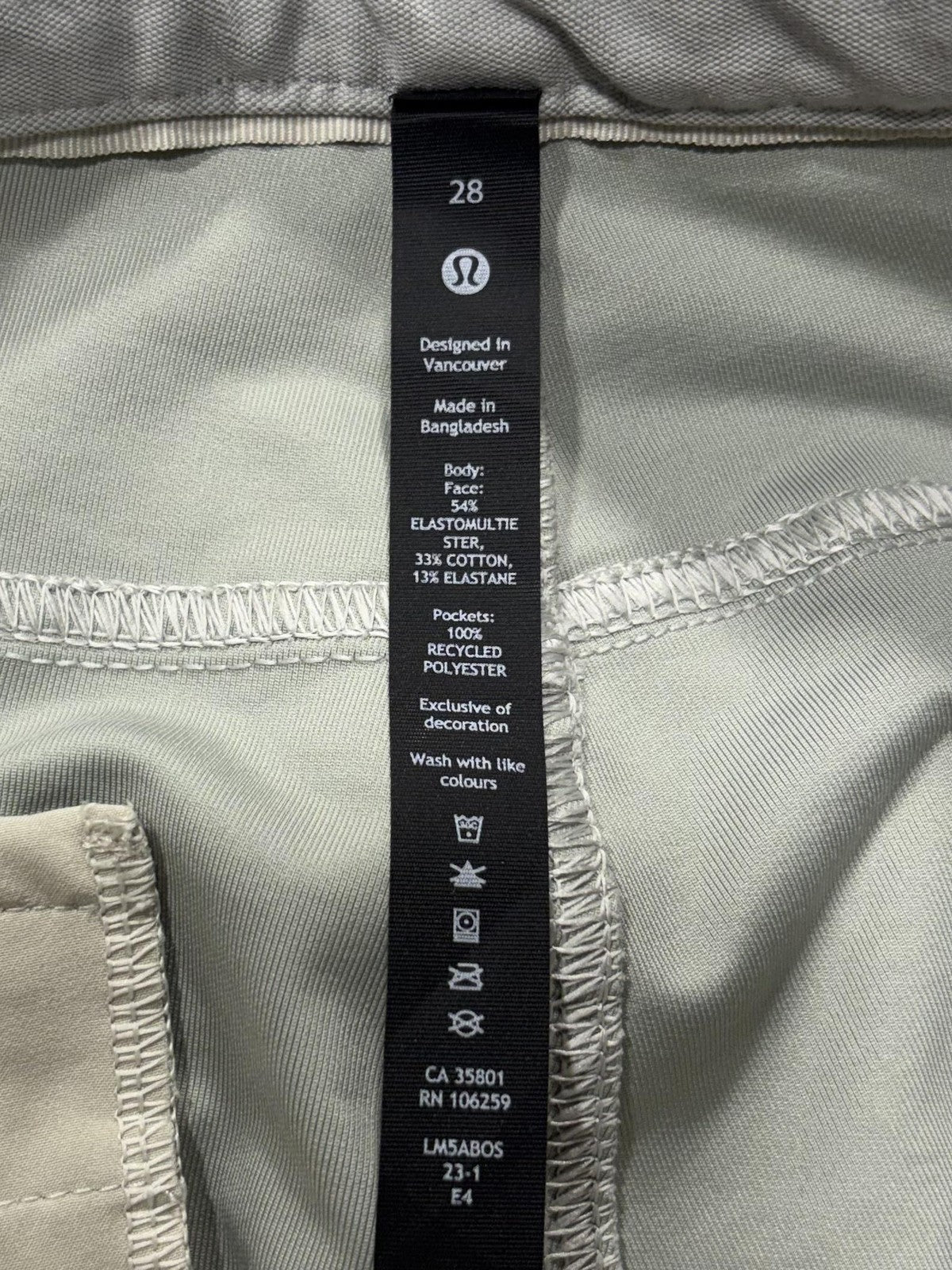 Lululemon Chino Pants Mens 28x30 Gray Slim Straight Stretch Casual Outdoor