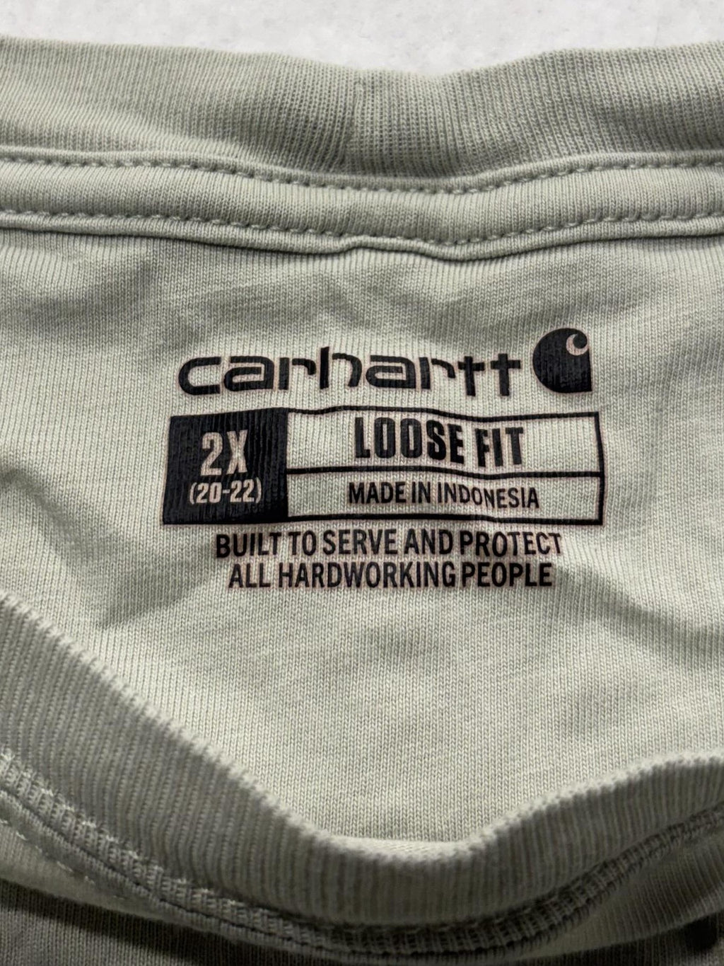 Carhartt Shirt Womens 2X Plus Green Crew Neck Short Sleeve Pocket Tee TK6122-W