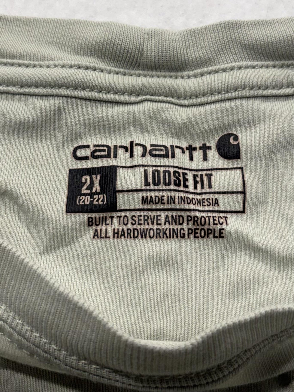 Carhartt Shirt Womens 2X Plus Green Crew Neck Short Sleeve Pocket Tee TK6122-W