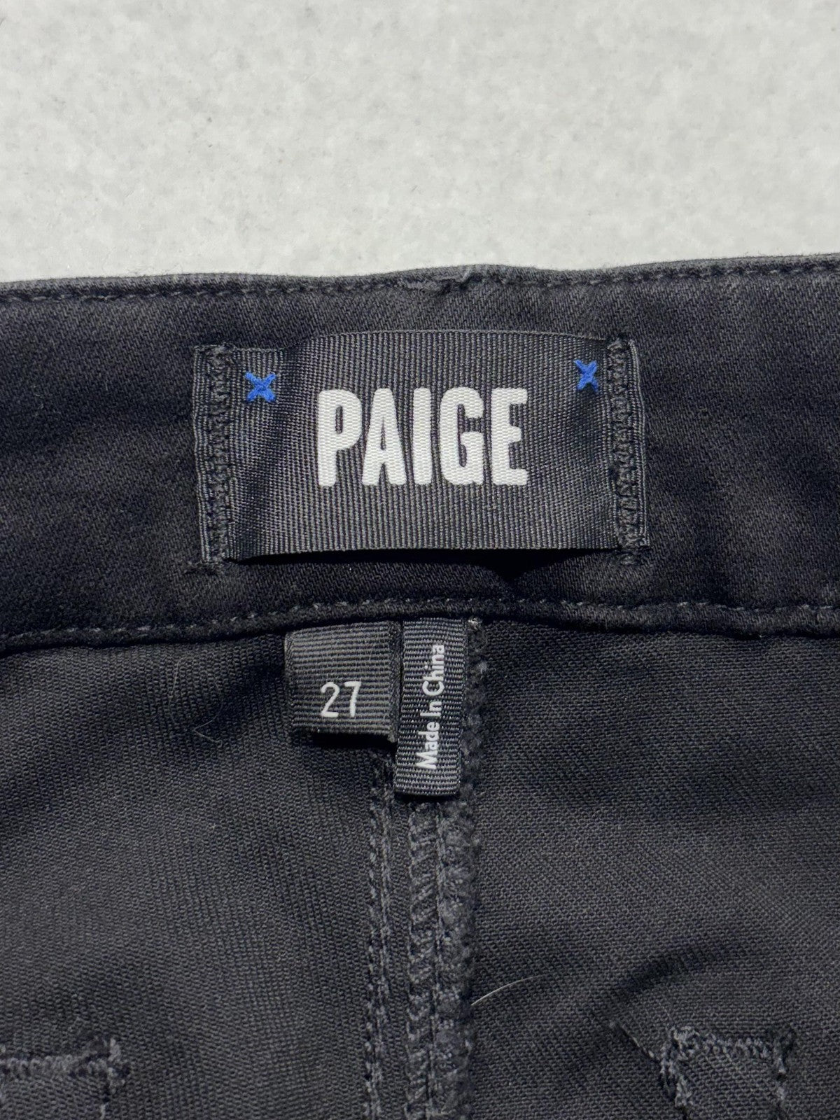 Paige Pants Womens 27 Black Mayslie Coated Denim Jogger Ankle Zip Cuffed Stretch