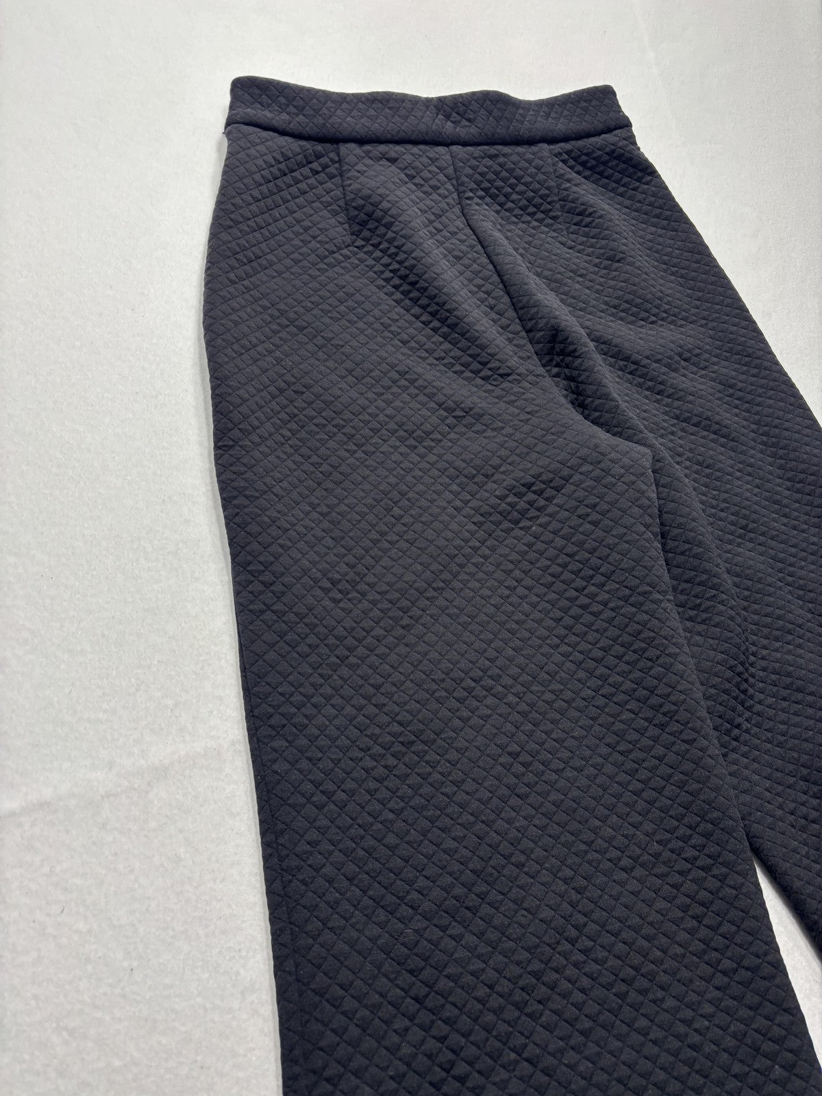 Pearl By Lela Rose Dress Pants Womens 8 Black Quilted Jersey Lynn Pant Wide Leg