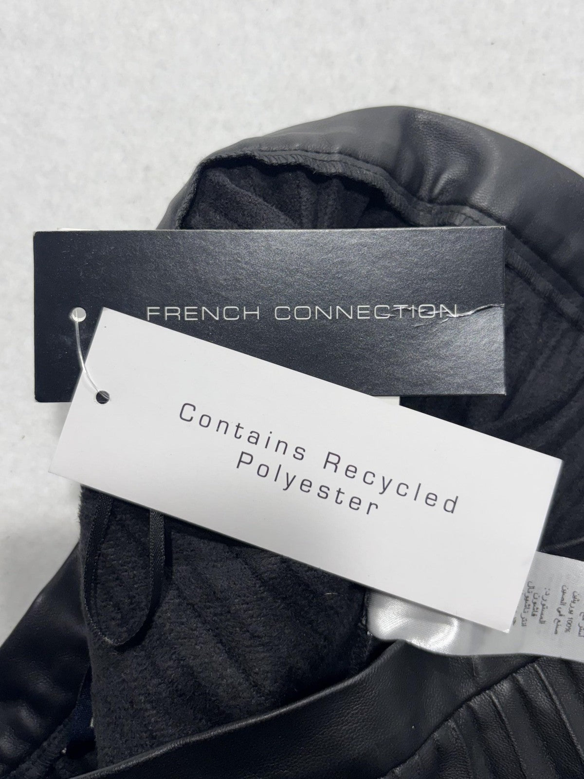 French Connection Skirt Womens 6 Black Faux Leather Pleated Mini Skater Party