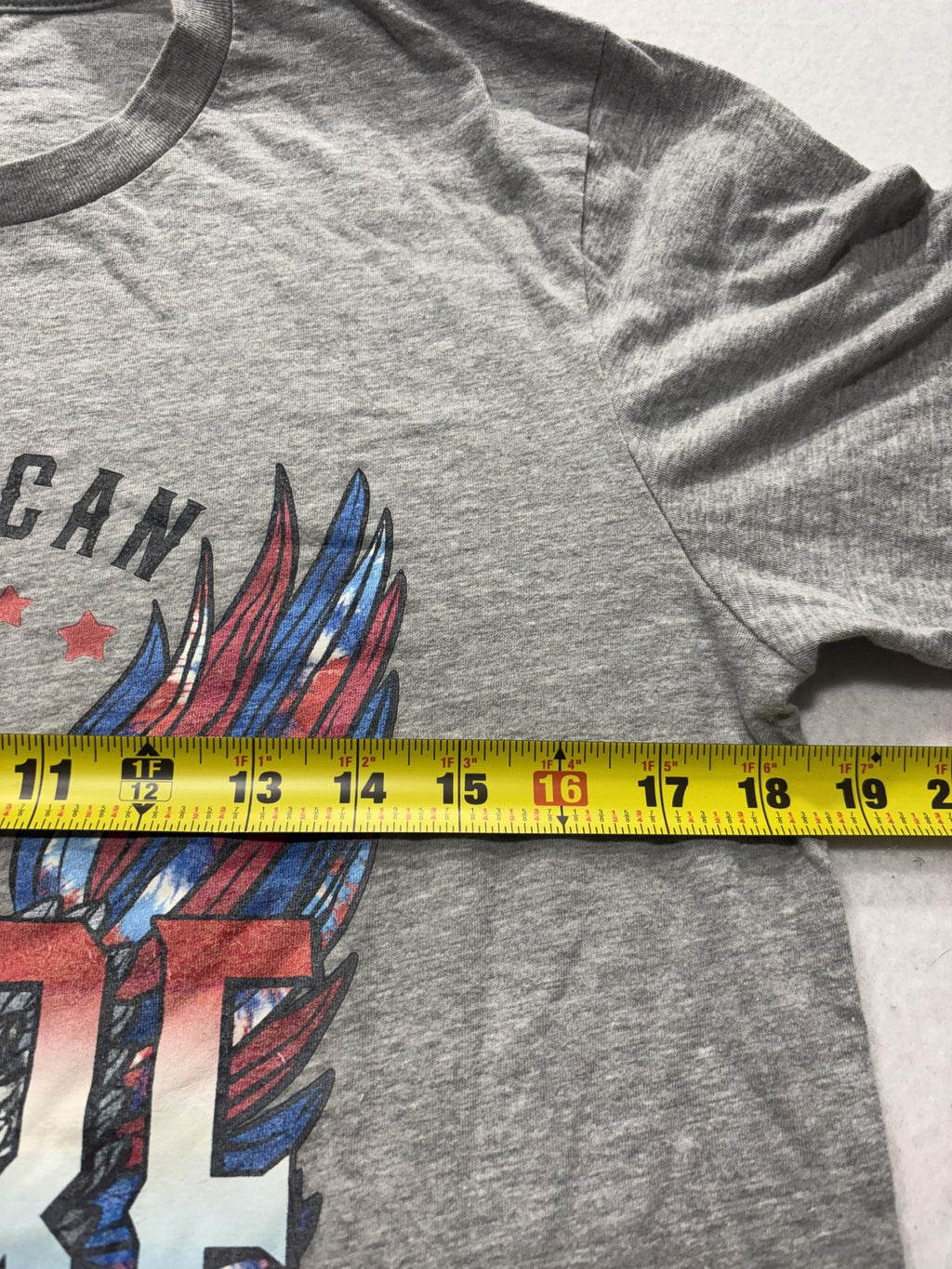 Bella Canvas Mens Medium Gray American Babe Patriotic Wings Graphic Tee Shirt