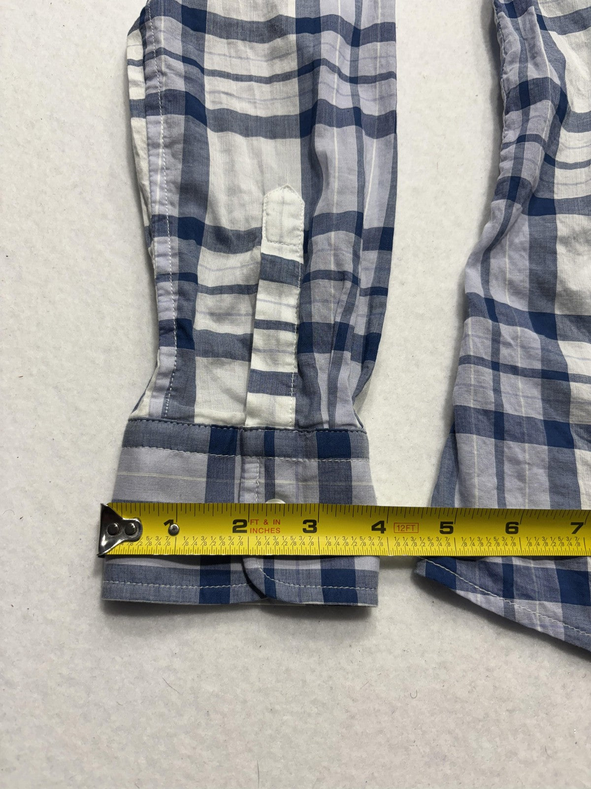 Banana Republic Shirt Womens XS Blue White Plaid Soft Wash Button Up Casual