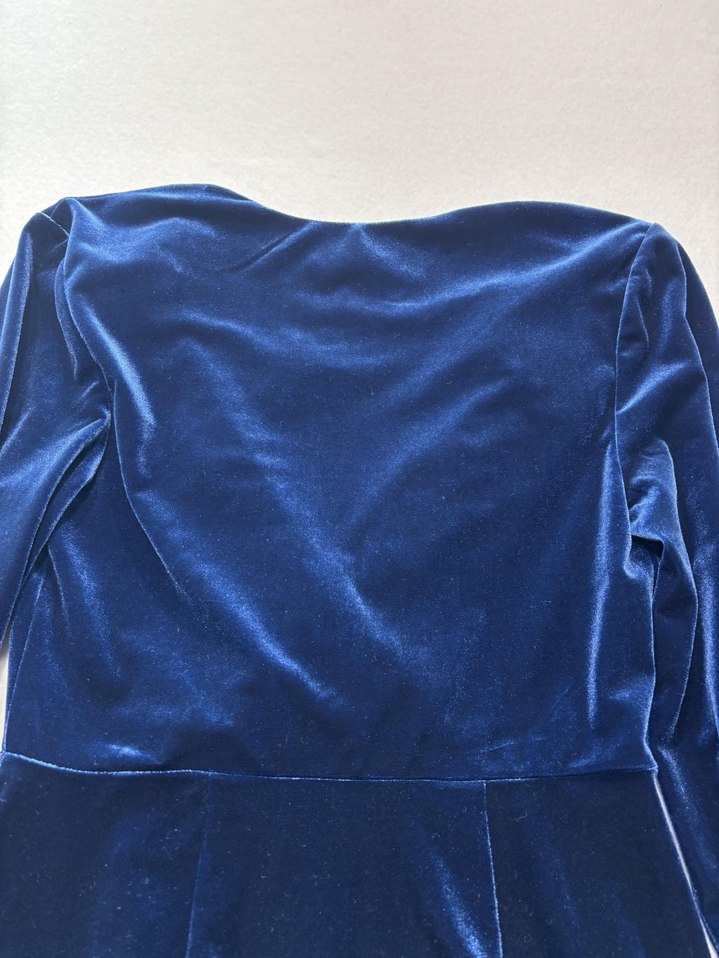 Express Dress Womens Medium Blue Velvet Wrap V Neck Ruched Long Sleeve Party