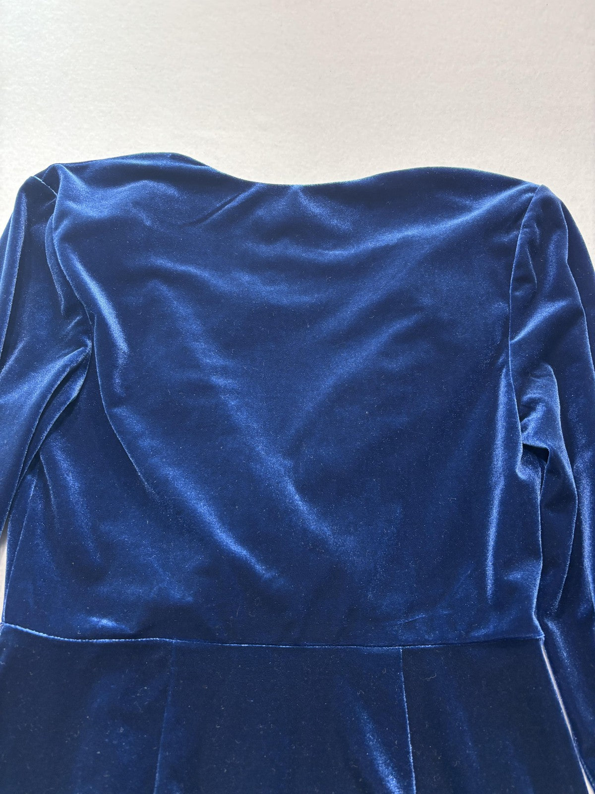 Express Dress Womens Medium Blue Velvet Wrap V Neck Ruched Long Sleeve Party