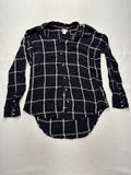 Stylus Button Up Shirt Womens L Black Plaid Long Sleeve Tunic Top Casual Fall