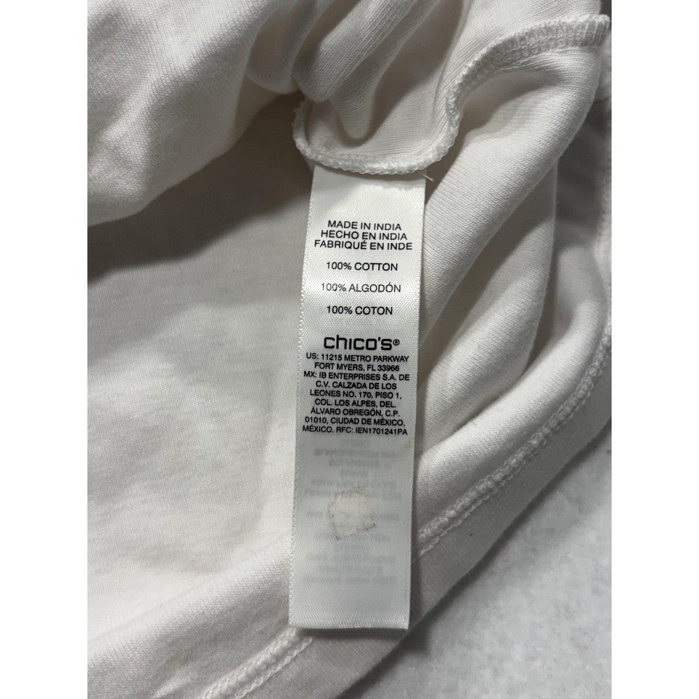 By Chico's Shirt Womens 1 White V Neck Short Sleeve Cotton Tee Basic Casual