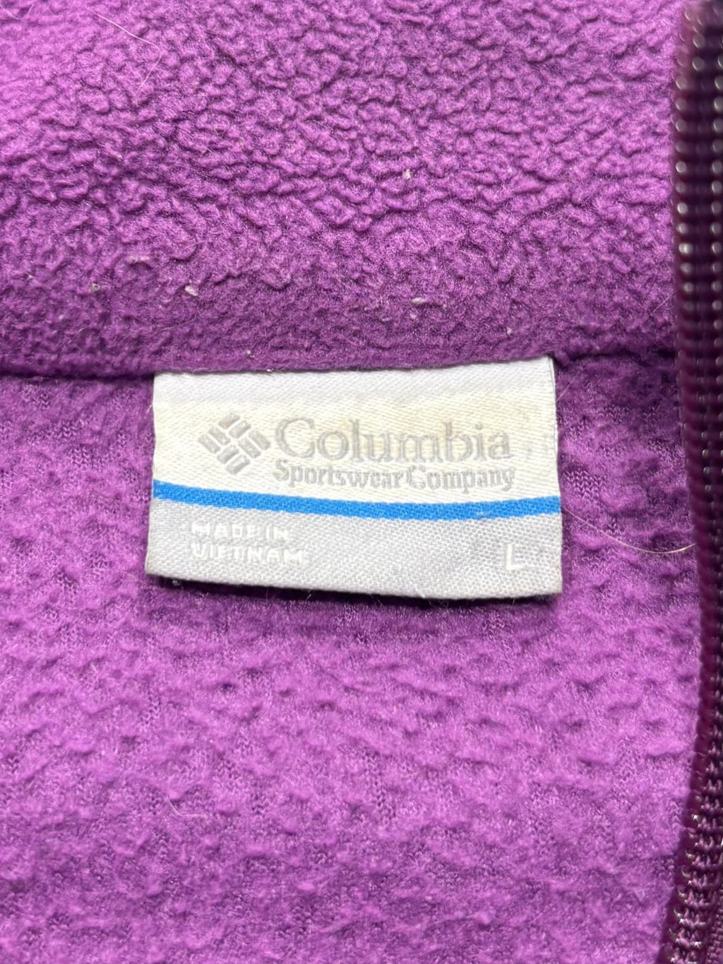 Columbia Jacket Womens Large Purple Fleece Full Zip Stand Collar Pockets Outdoor