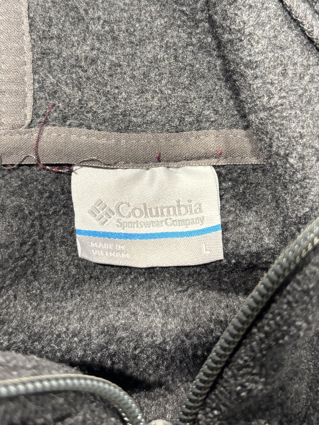 Columbia Jacket Womens L Gray Fleece Hooded Full Zip Mid Length Pockets Outdoor