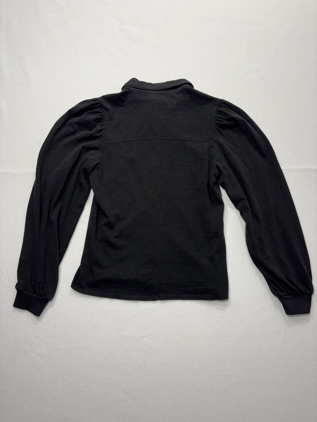 Nation LTD Button Up Shirt Womens Medium Black Puff Sleeve Cotton Collared Top
