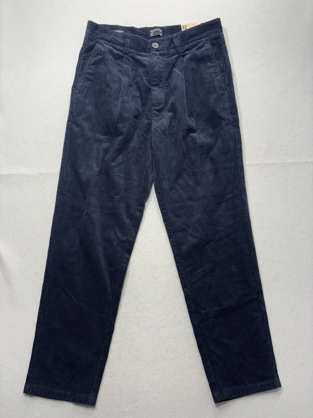 Frank And Oak Corduroy Pants Mens 32x26 Blue Pleated Relaxed Cropped Tapered