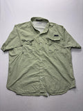 Columbia PFG Super Bahama Shirt Mens 2XL Green Short Sleeve Fishing Button Up