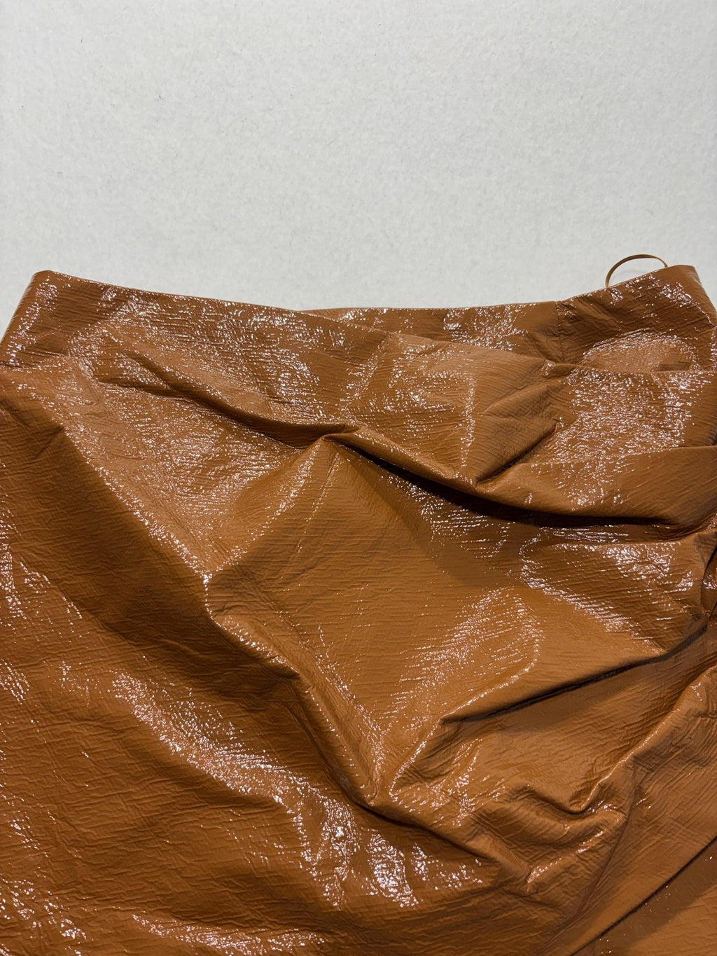 BEC + BRIDGE Skirt Womens 6 Brown Copper Faux Leather Asymmetric Drape Mini Zip