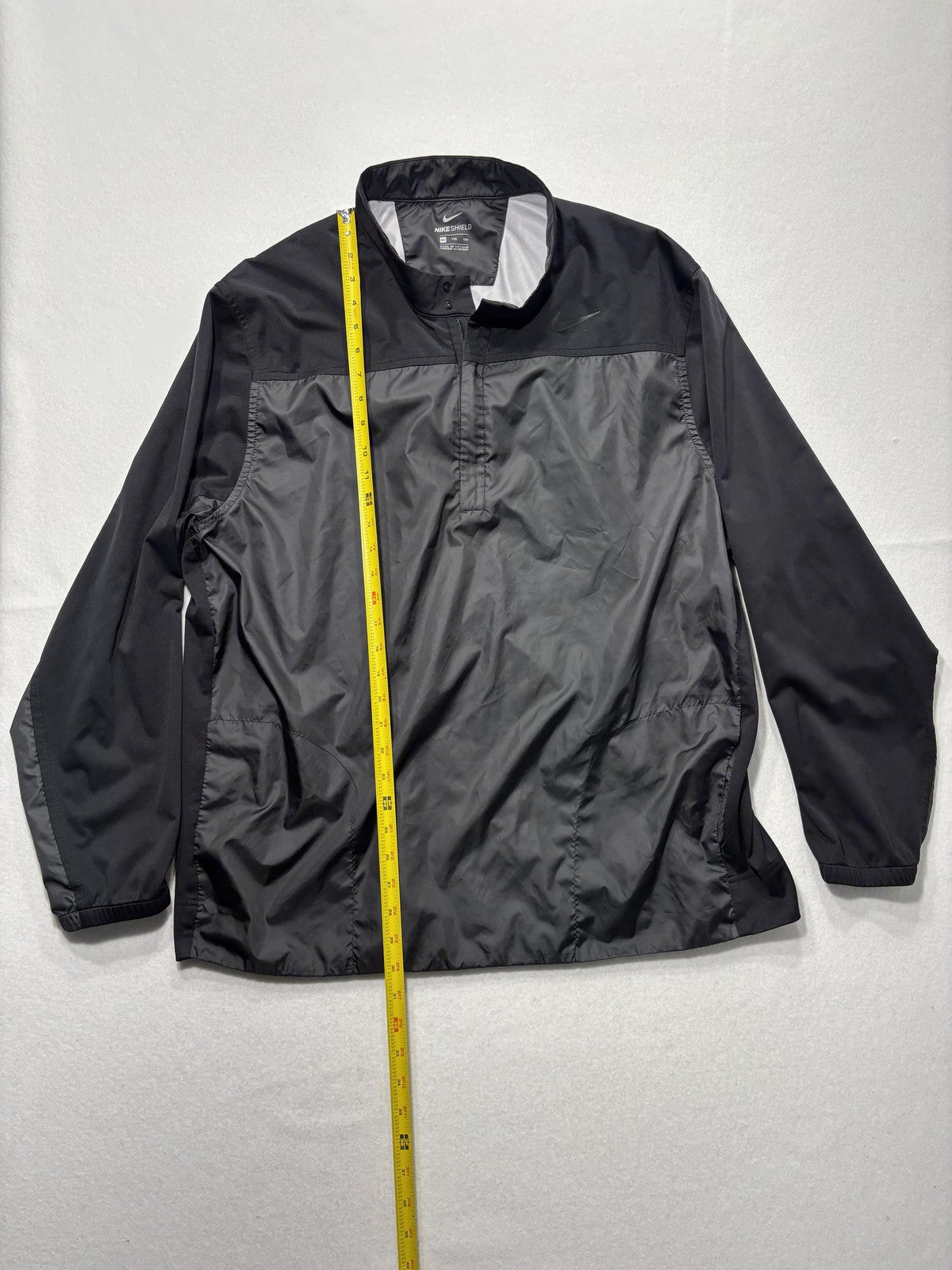 Nike Shield Windbreaker Jacket Mens 2XL Black Pullover Stand Collar Running