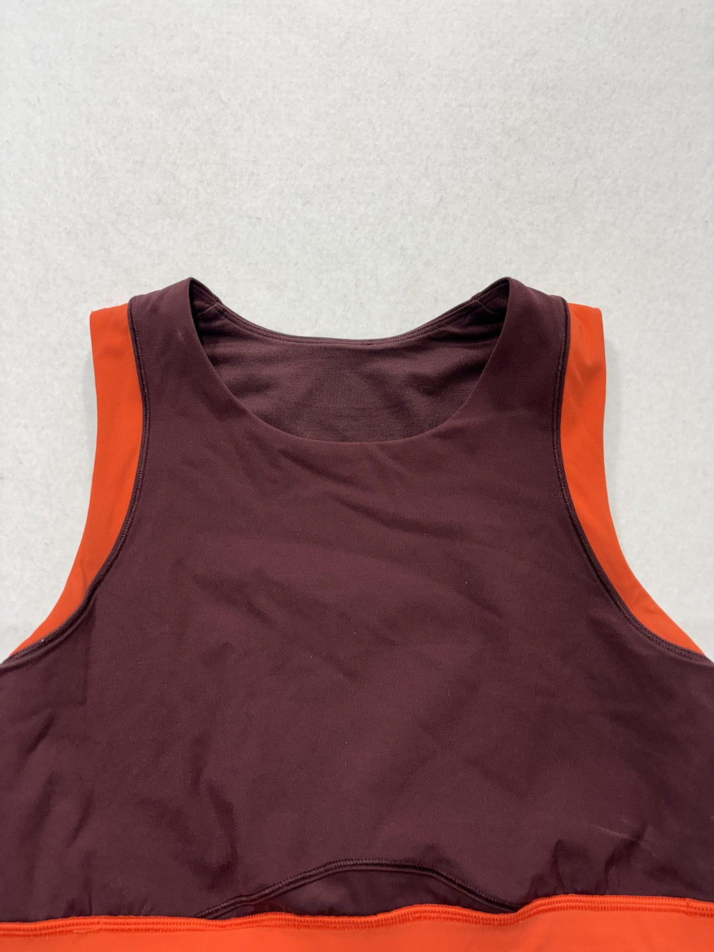 Lululemon Sports Bra Womens 10 Burgundy Orange Colorblock Longline Top Athletic