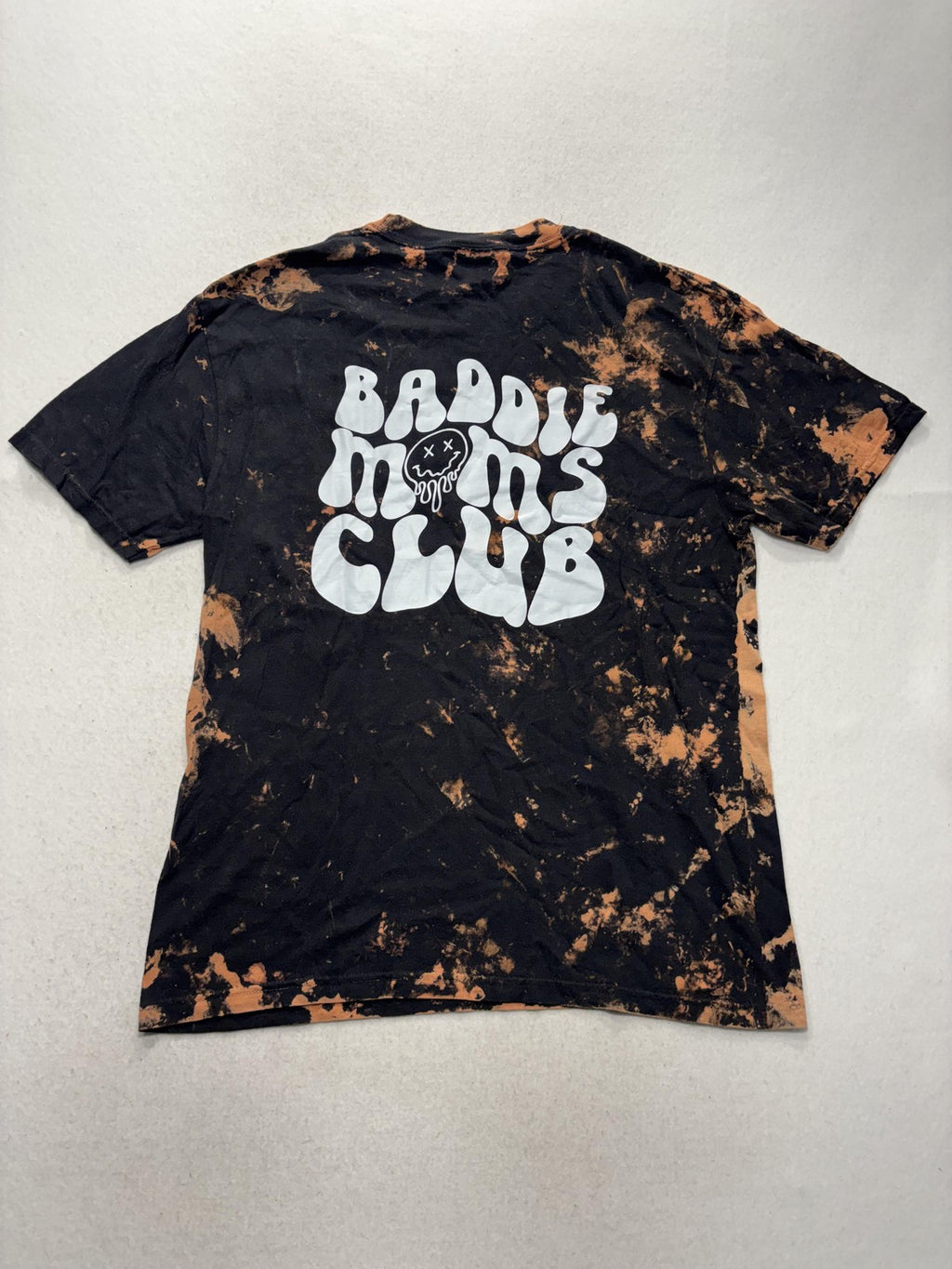 Comfort Colors Shirt Womens Large Black Baddie Moms Club Bleached Graphic Tee