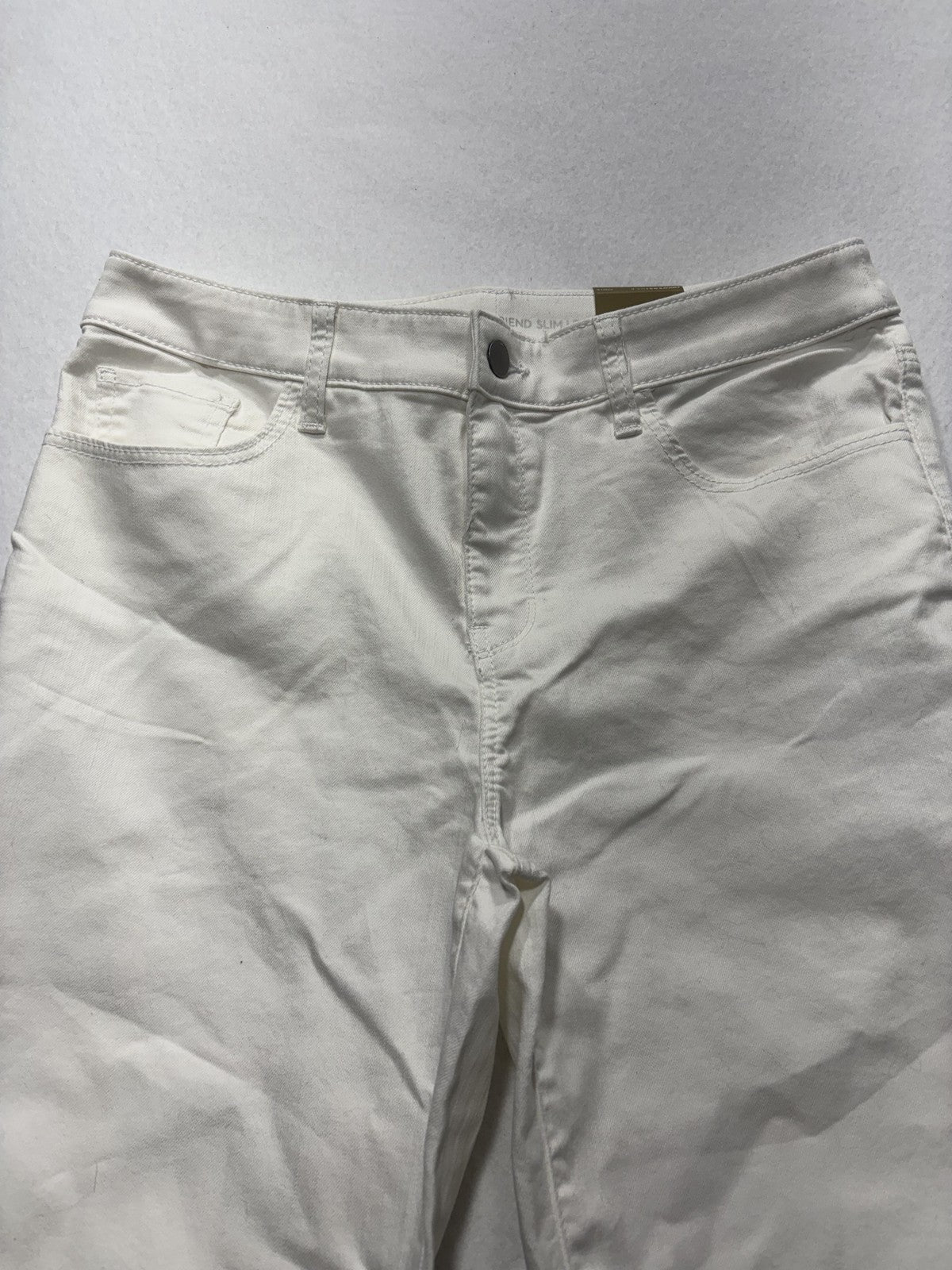 Chico's Jeans Womens 6 White Paisley Stretch Girlfriend Slim Ankle Raw Hem