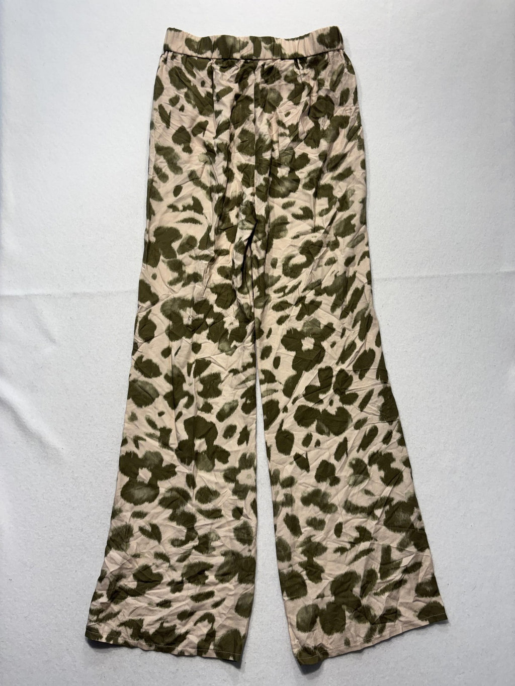 Luisa Cerano Dress Pants Womens 4 Pink Green Animal Print Wide Leg Pull On