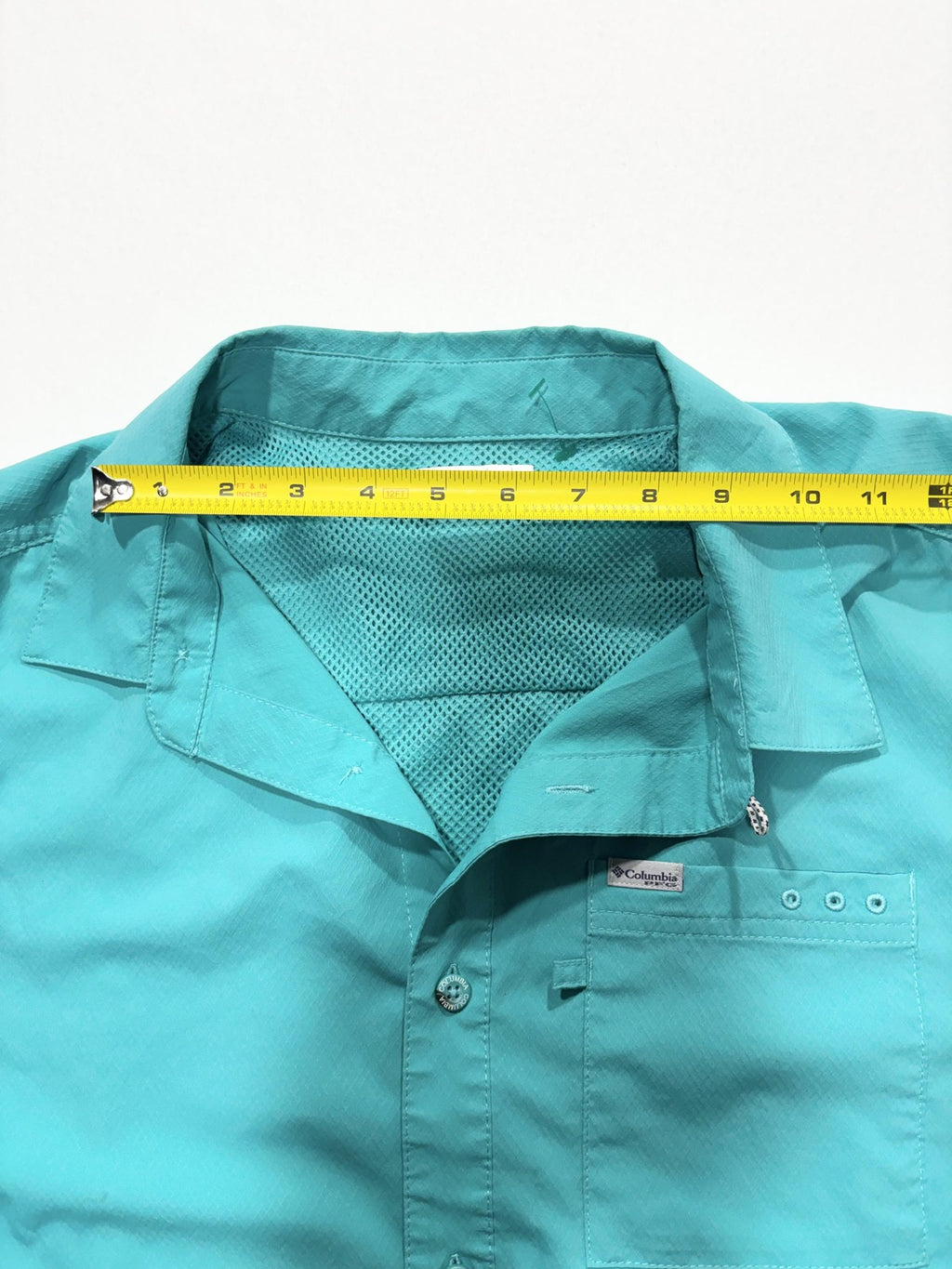 Columbia PFG Omni-Shade Shirt Mens Large Blue Short Sleeve Fishing Button Up
