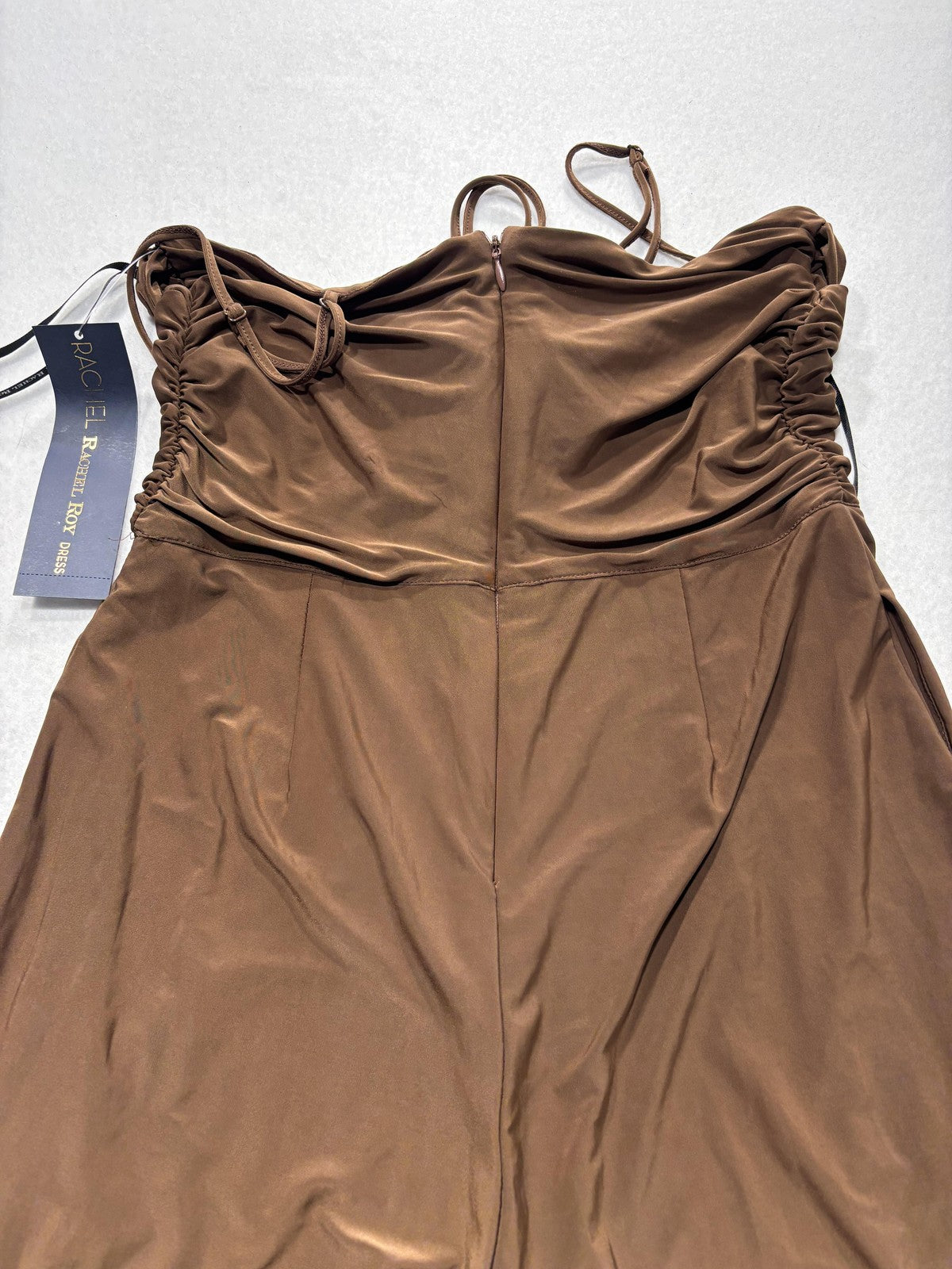 RACHEL Rachel Roy Dress Womens Small Brown Strapless Ruched Jersey Maxi