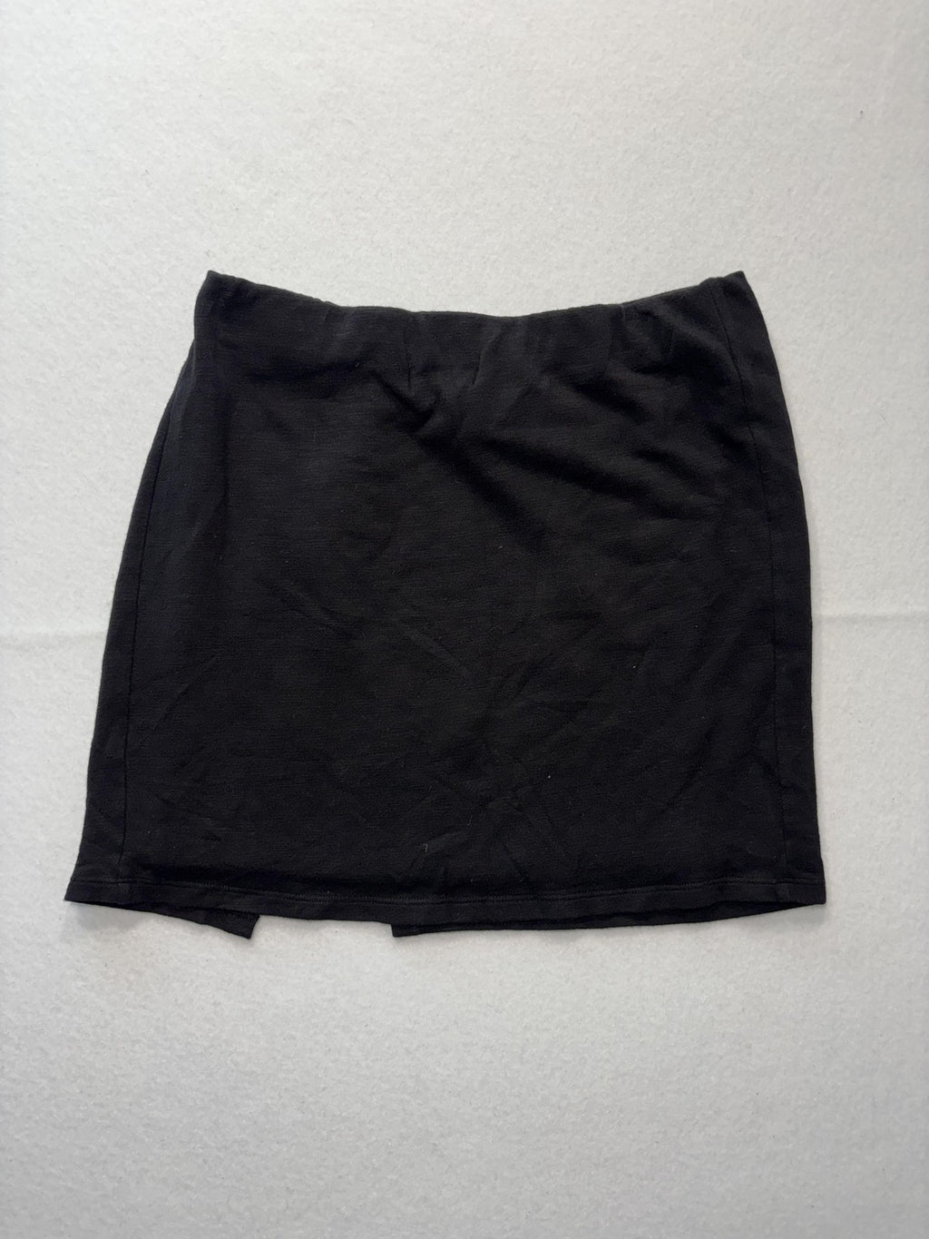 Monrow Skirt Womens 0 Black Jersey Asymmetric Layered Front Slit Mini Pull On