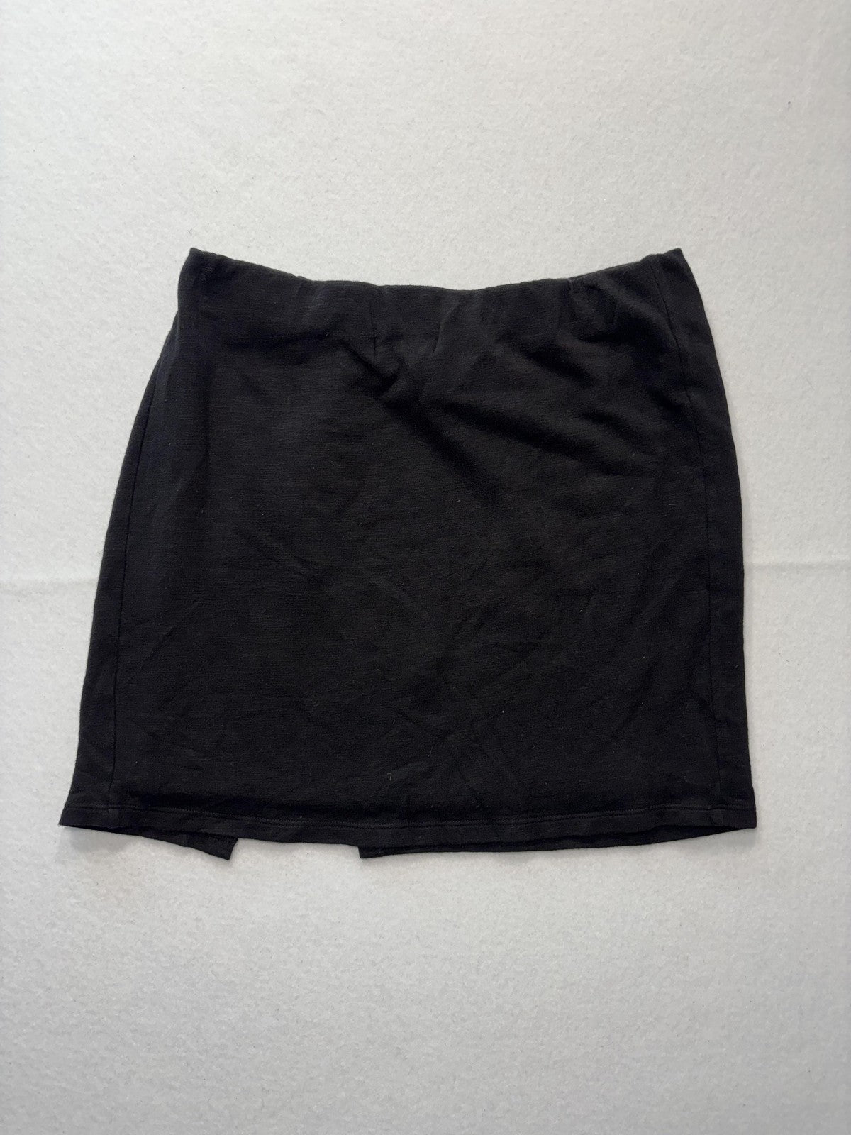 Monrow Skirt Womens 0 Black Jersey Asymmetric Layered Front Slit Mini Pull On