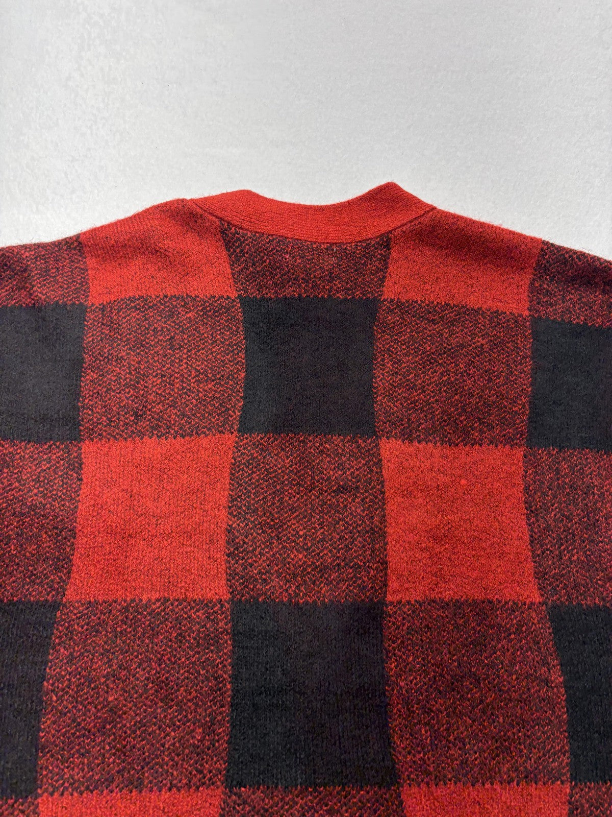Style&co. Cardigan Womens PL Red Buffalo Plaid Chunky Knit Button Front Pockets
