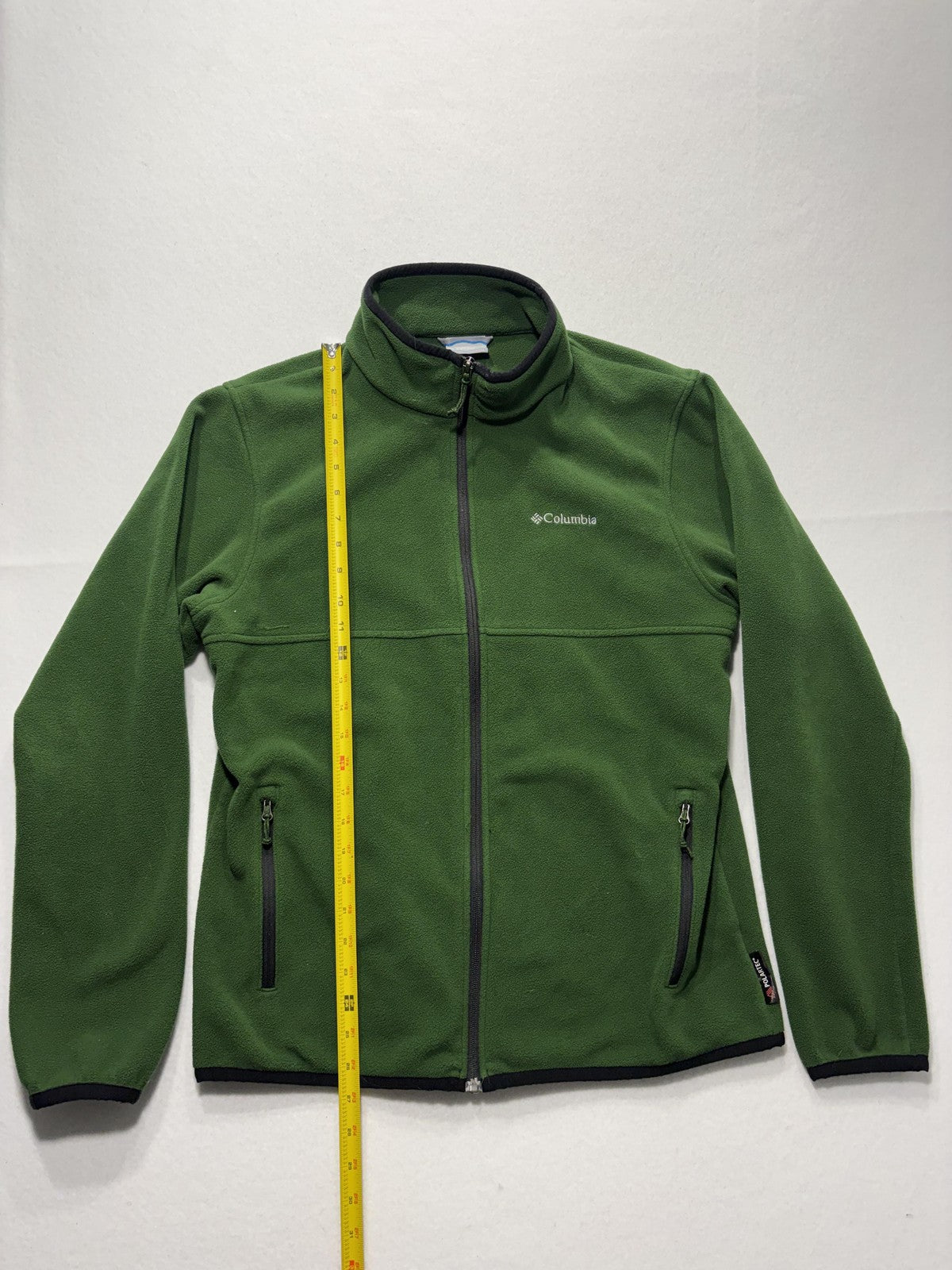 Columbia Jacket Mens Medium Green Fleece Full Zip Polartec Stand Collar Outdoor