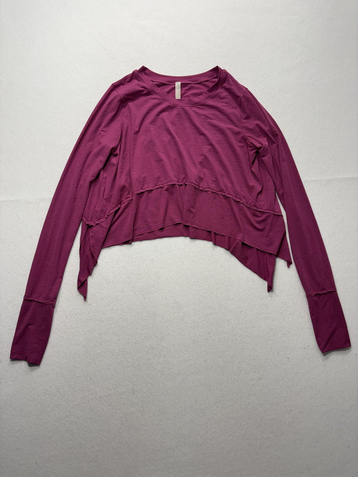 FP Movement Shirt Womens XS/S Pink Cropped Long Sleeve Crew Neck Yoga Athletic