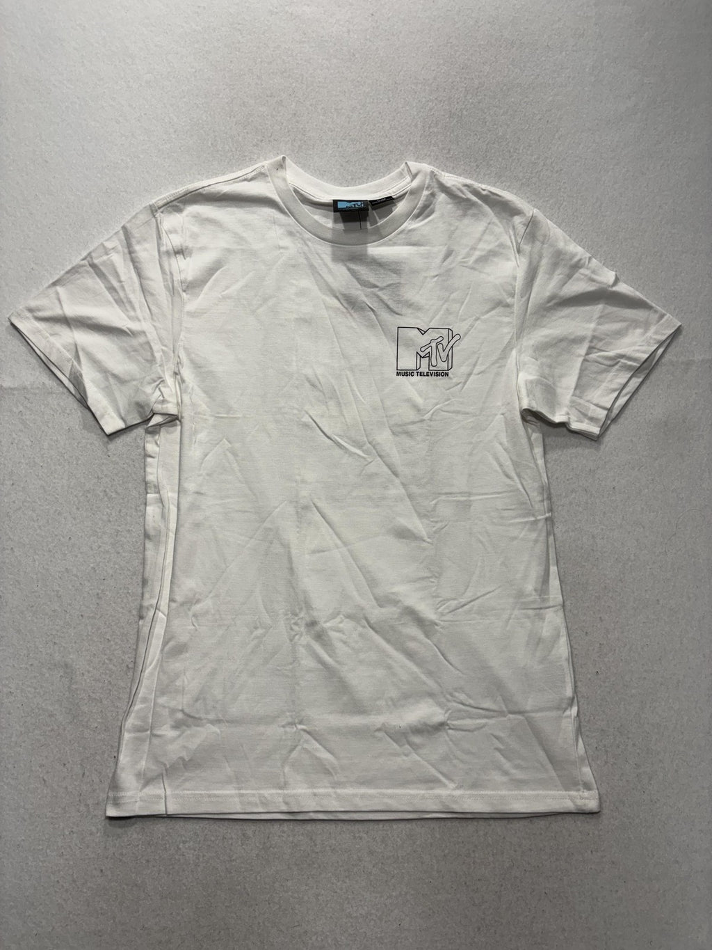 MTV Shirt Mens Medium White Music Television Logo Graphic Tee Tbar Collab