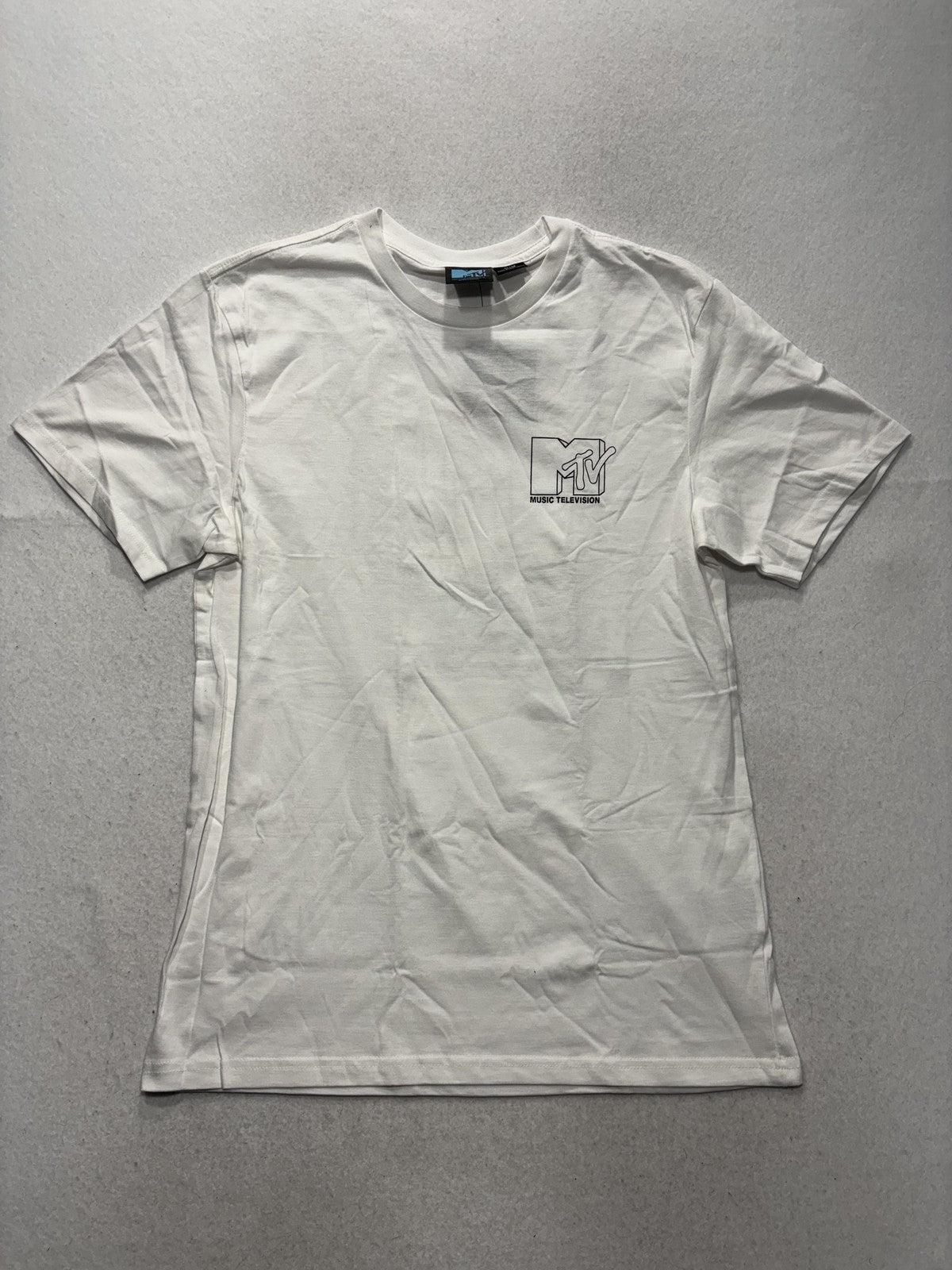 MTV Shirt Mens Medium White Music Television Logo Graphic Tee Tbar Collab