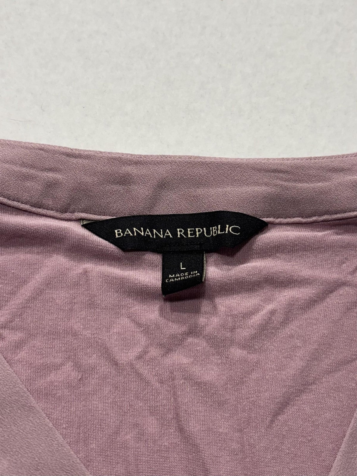 Banana Republic Blouse Womens Large Pink V Neck Cap Sleeve Lightweight Jersey