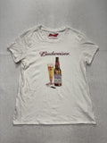 Lucky Brand Shirt Womens Medium White Budweiser Beer Graphic Crew Neck Tee