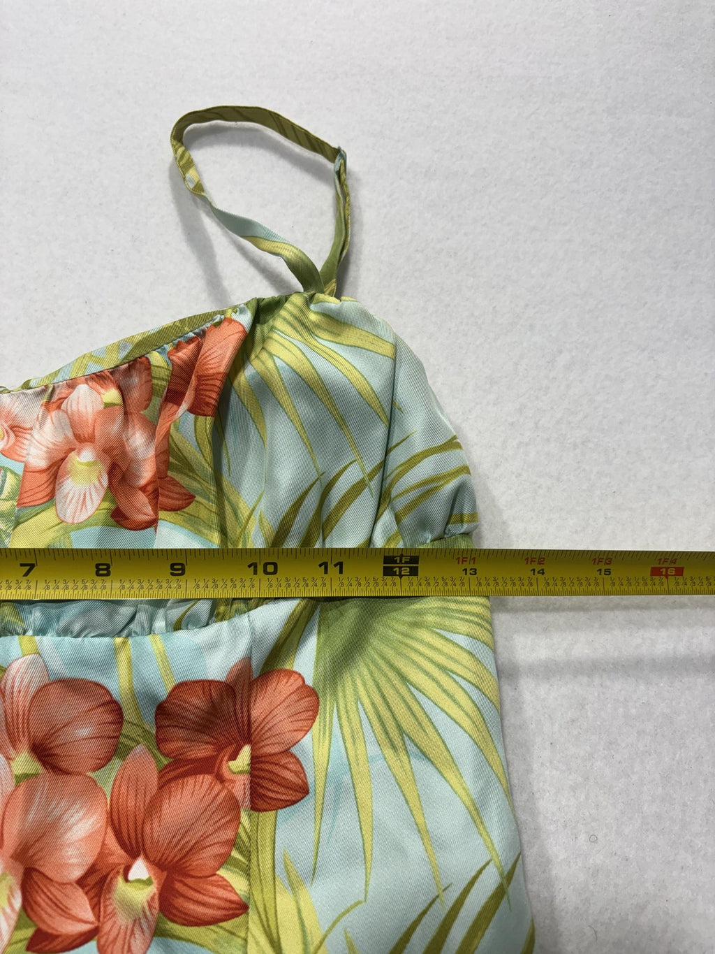 Tommy Bahama Dress Womens 6 Green Blue Silk Floral Sweetheart Sundress Strappy