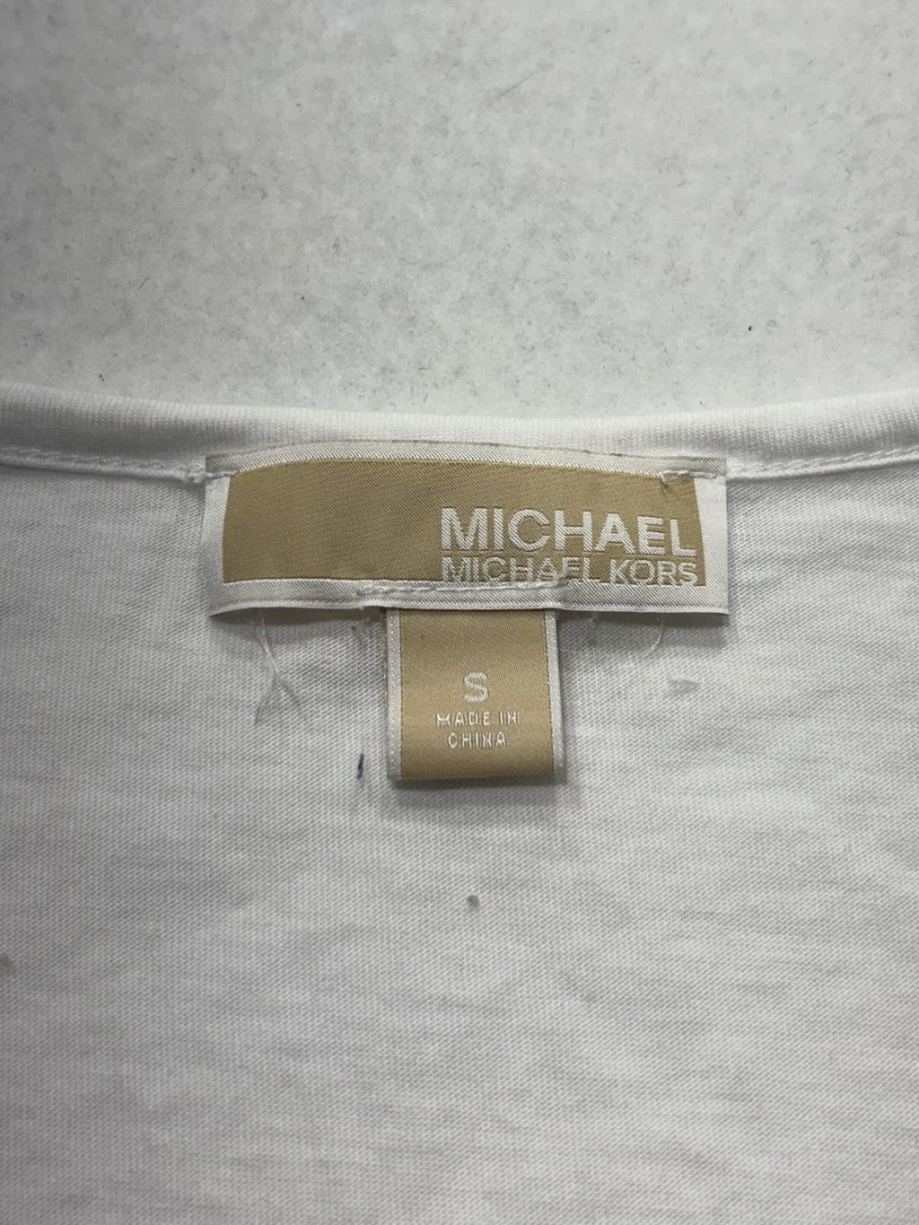 MICHAEL Michael Kors Top Womens Small White Scoop Neck Beaded Long Sleeve Jersey