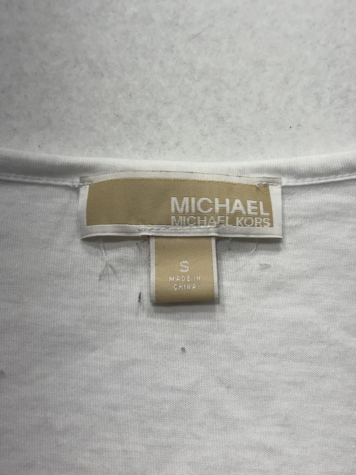 MICHAEL Michael Kors Top Womens Small White Scoop Neck Beaded Long Sleeve Jersey