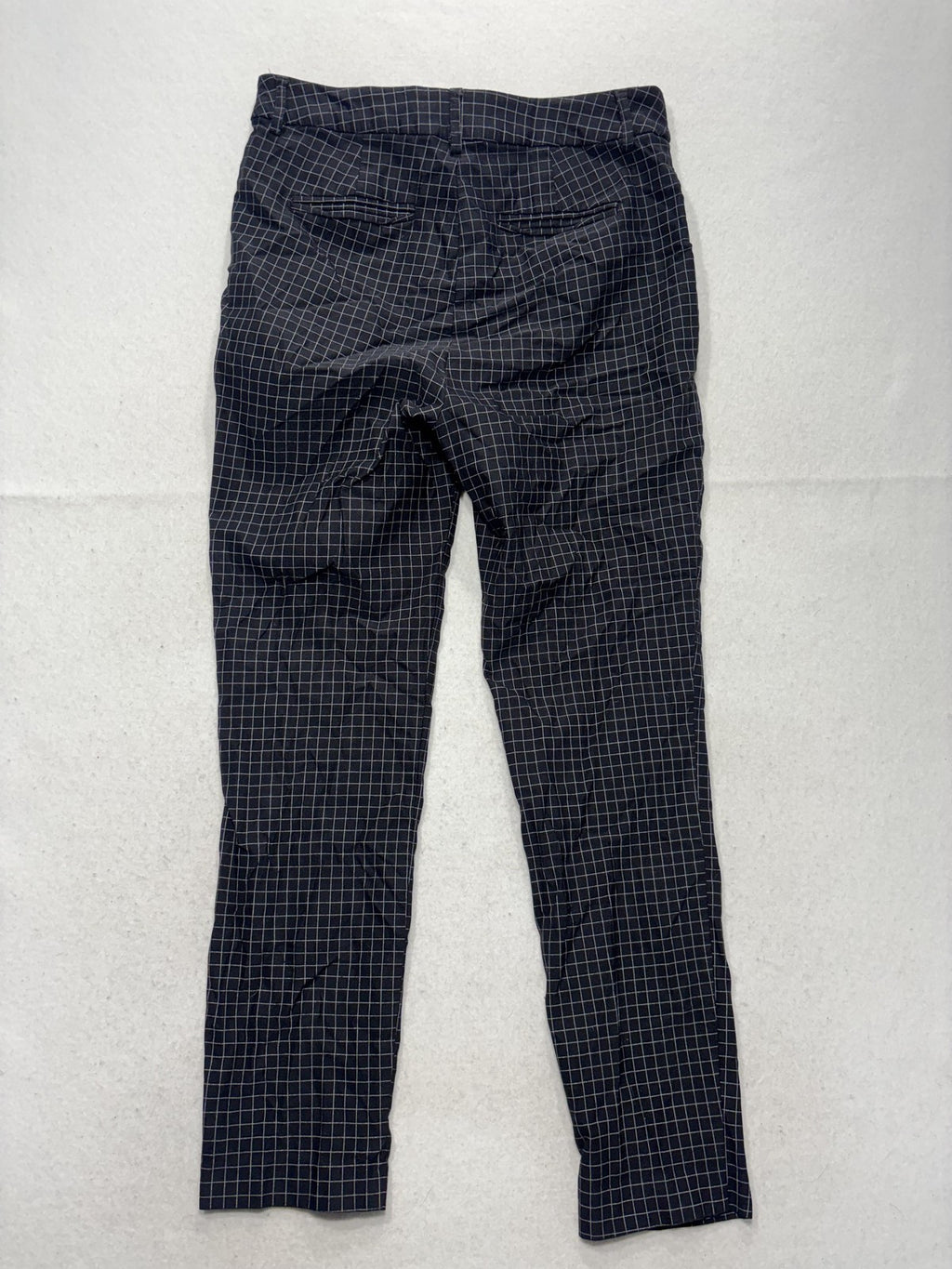Nine West Dress Pants Womens 10 Black Check Slim Ankle Tapered Stretch Work