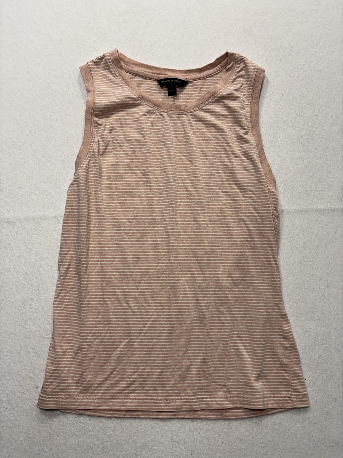 Banana Republic Tank Top Womens S Pink Stripe Jersey Basic Summer Casual
