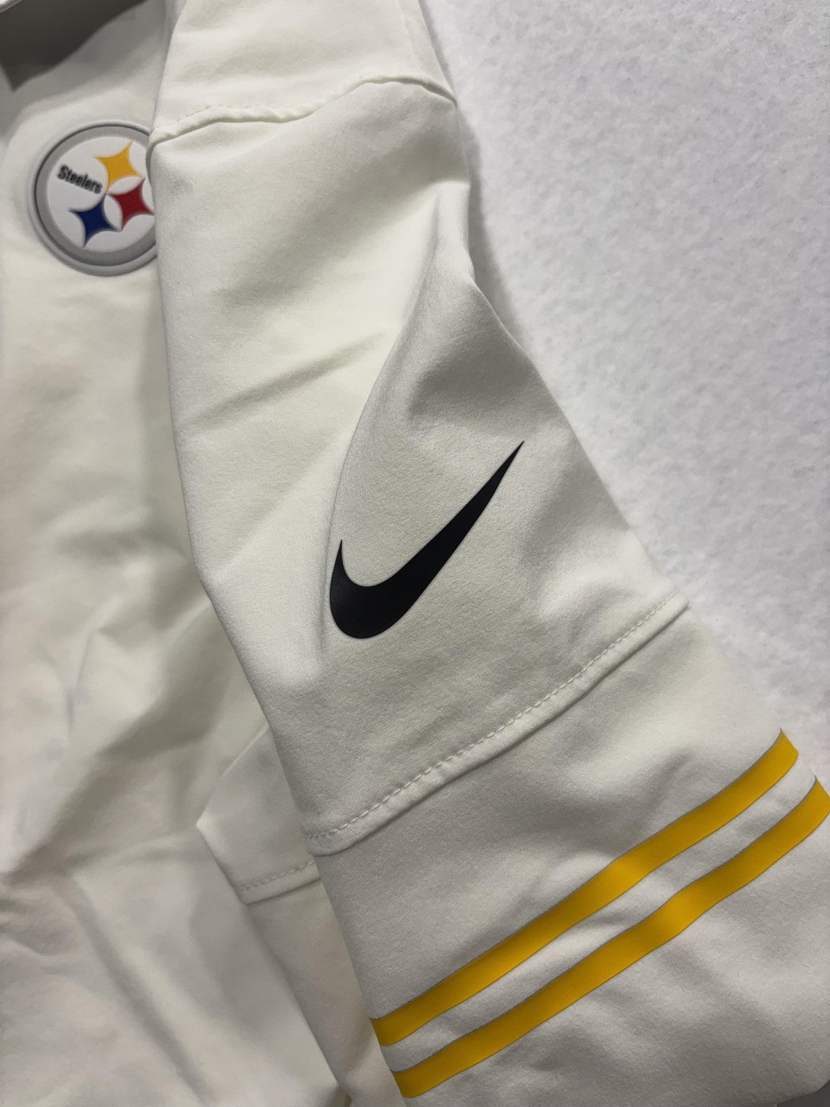 Pittsburgh Steelers Polo Shirt Mens Medium White NFL Football Nike Dri Fit
