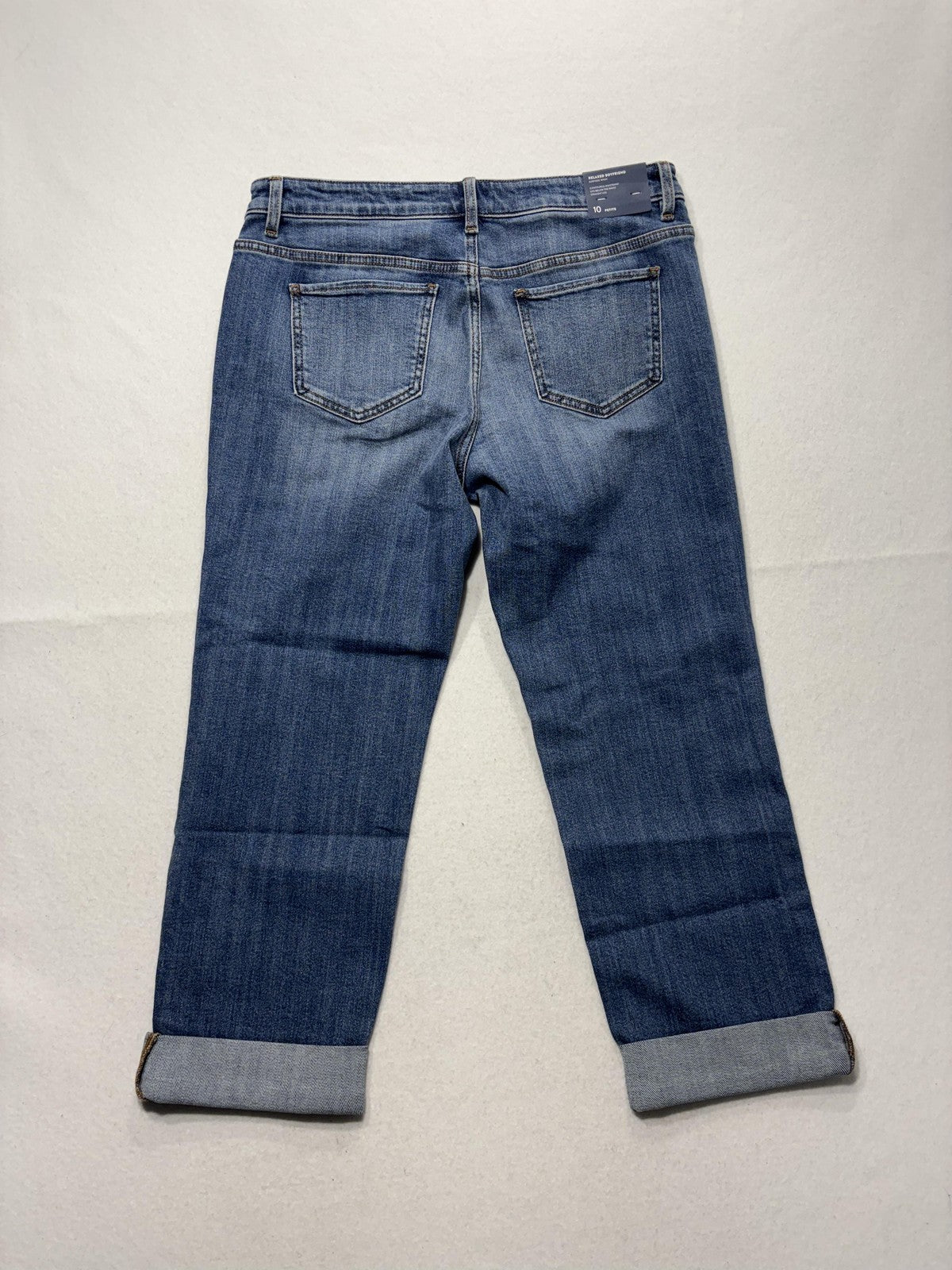 J. Jill Denim Jeans Womens 10P Blue Surfside Wash Relaxed Boyfriend Cuffed Ankle