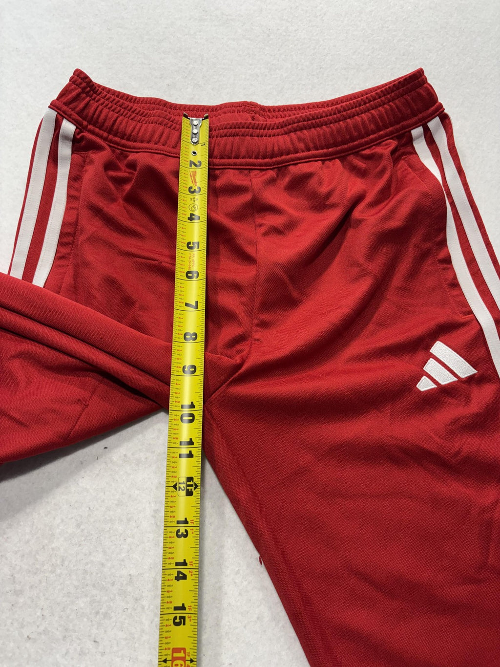 Adidas Track Pants Unisex Kids 13-14Y Red AEROREADY Ankle Zip 3 Stripe Soccer