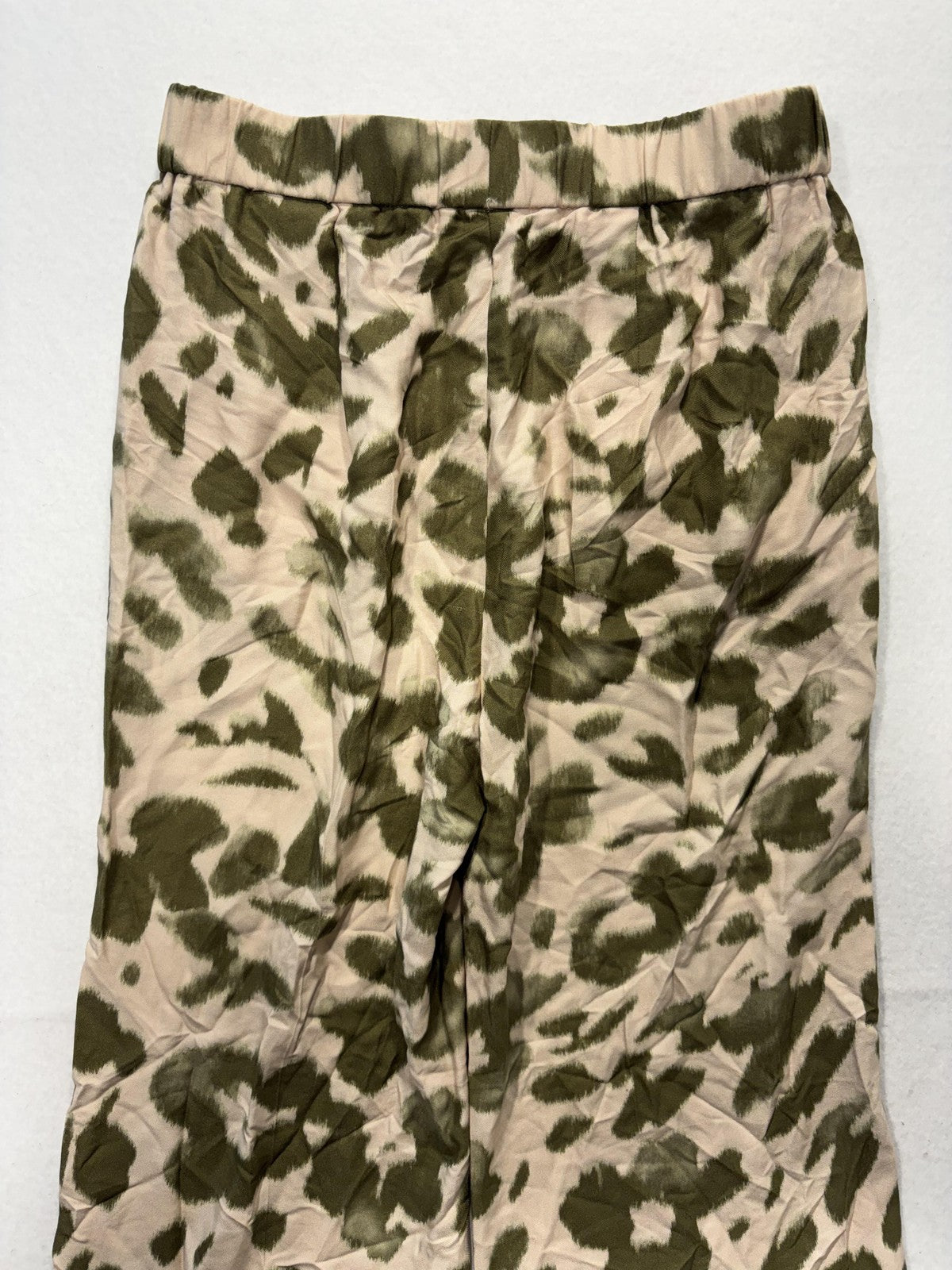 Luisa Cerano Dress Pants Womens 4 Pink Green Animal Print Wide Leg Pull On