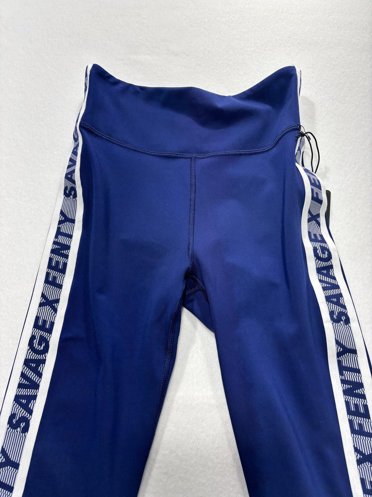 Savage X Fenty Leggings Womens Small Blue High Rise Logo Side Stripe Sport Ankle