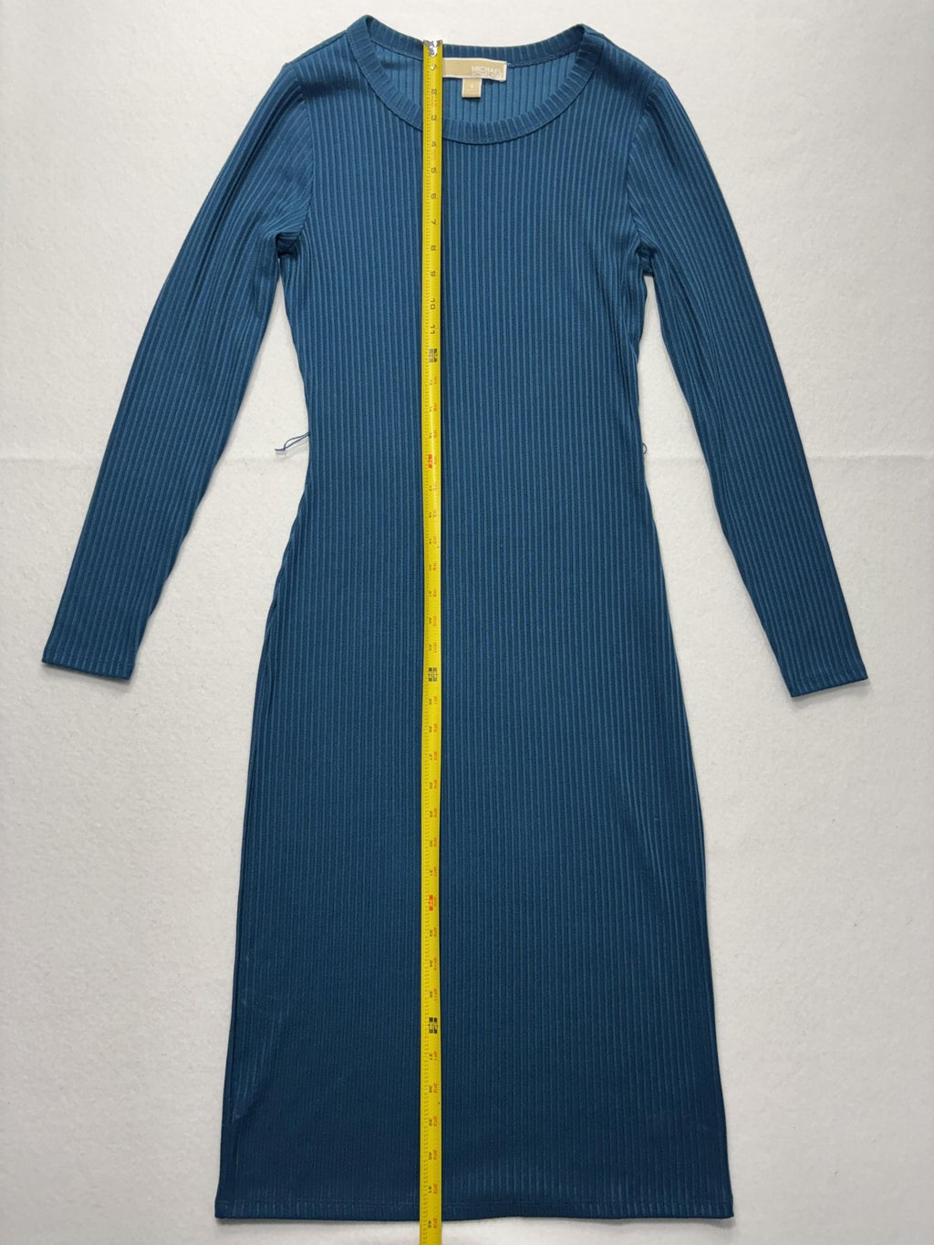 MICHAEL Michael Kors Dress Womens Small Blue Ribbed Long Sleeve Bodycon Midi