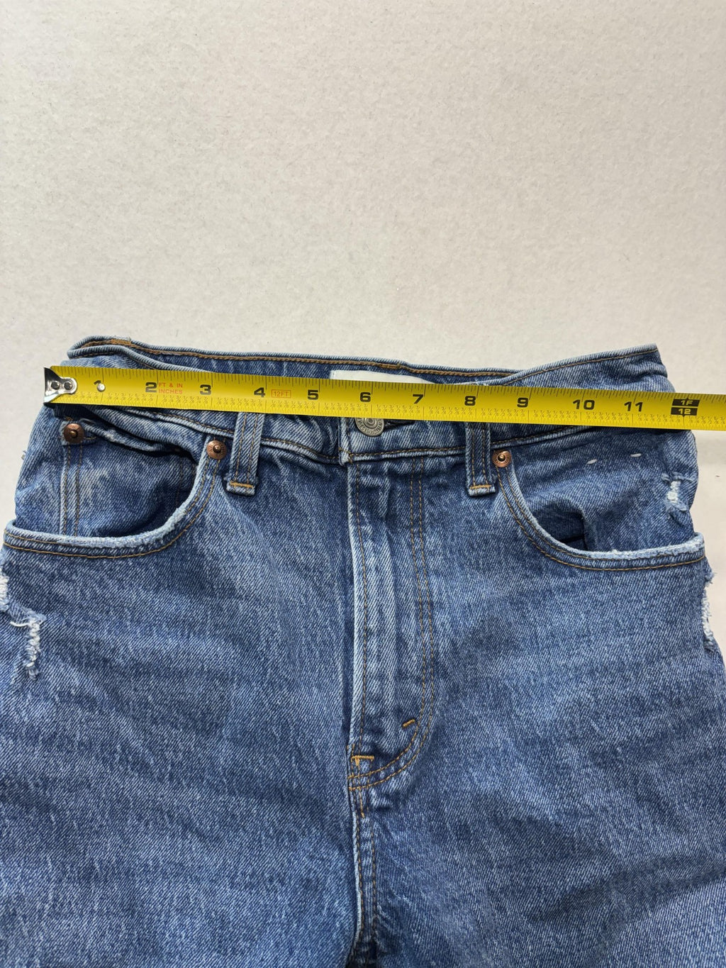 Abercrombie & Fitch 90s Straight Jeans Womens 25 Blue High Rise Distressed 25x27