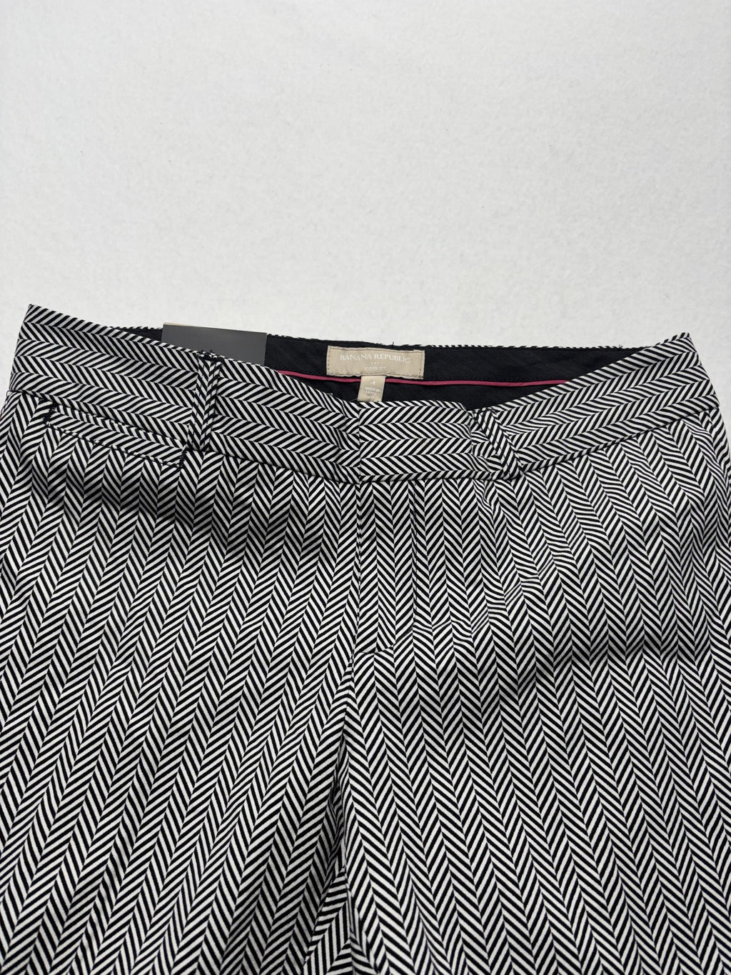 Banana Republic Dress Pants Womens 4 Black White Herringbone Sloan Slim Ankle