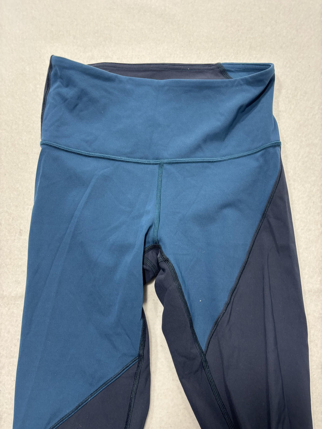 Lululemon Leggings Womens 4 Blue Colorblock High Rise 25" Inseam Ankle Yoga