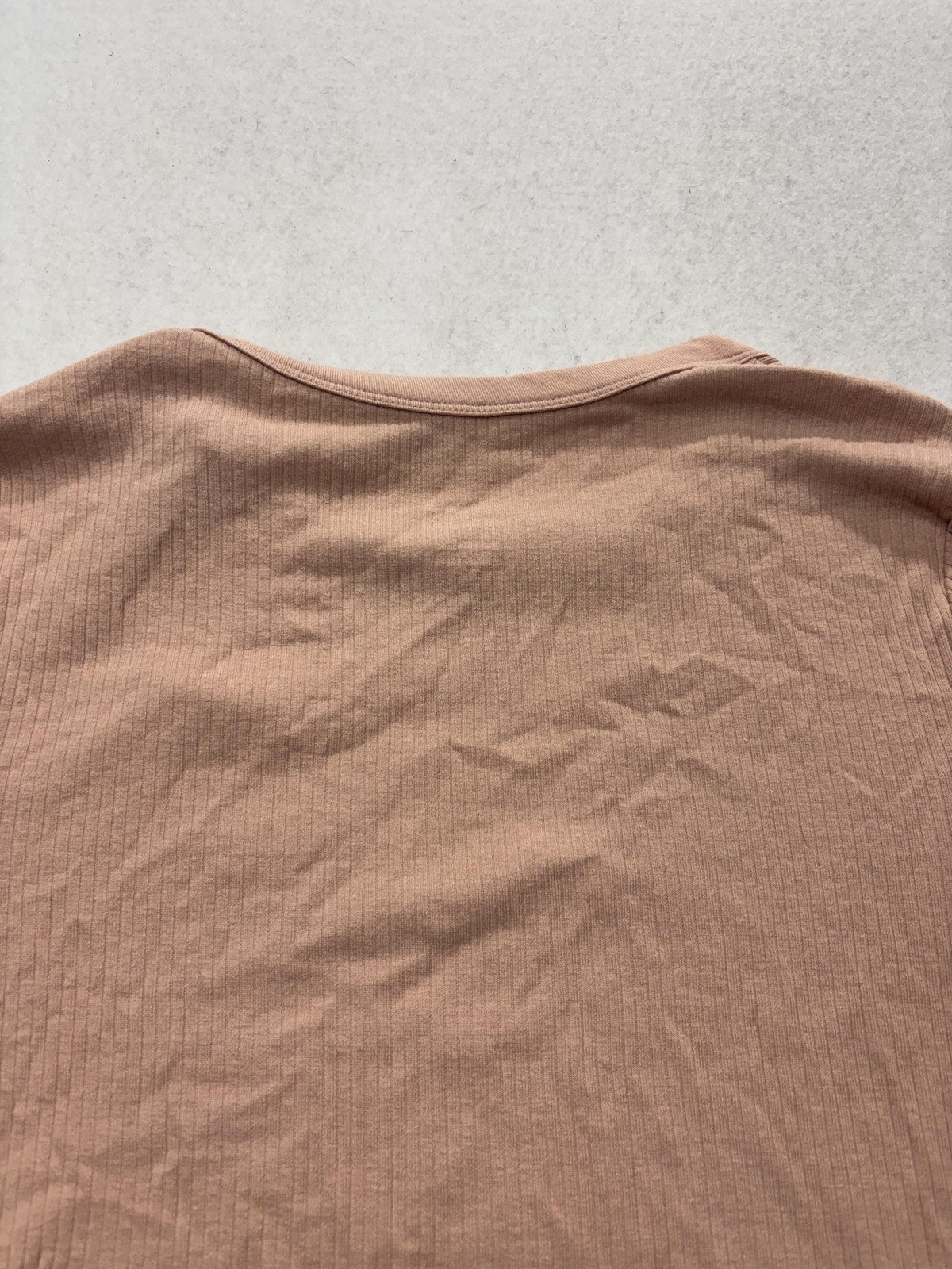 A New Day Shirt Womens Medium Beige Crew Neck Ribbed Short Sleeve Tee Basic