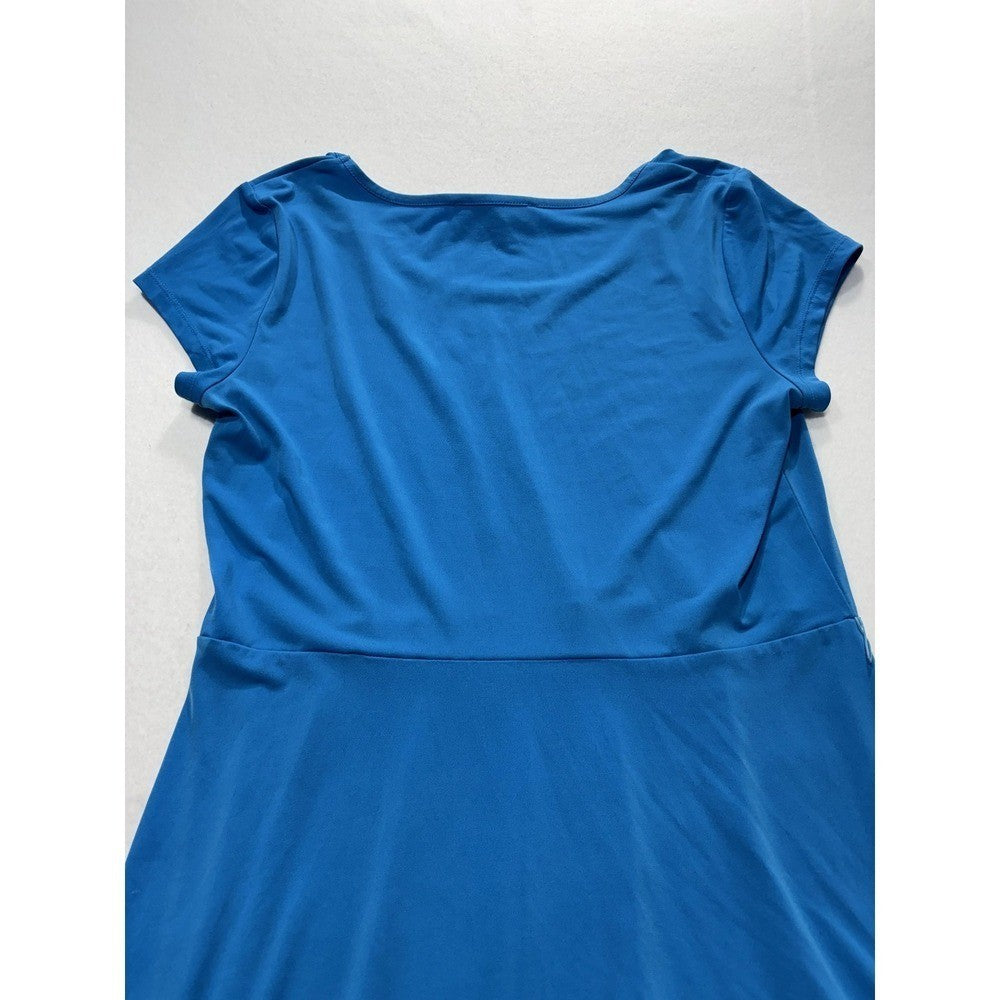 MICHAEL Michael Kors Dress Womens Large Blue Scoop Neck Fit Flare Jersey Stretch